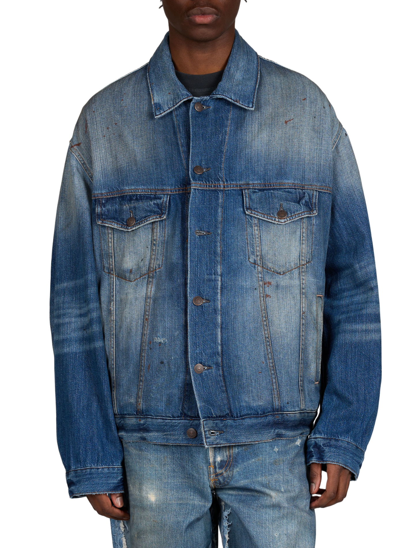 Veste droite en denim de coton organique ACNE STUDIOS Bleu