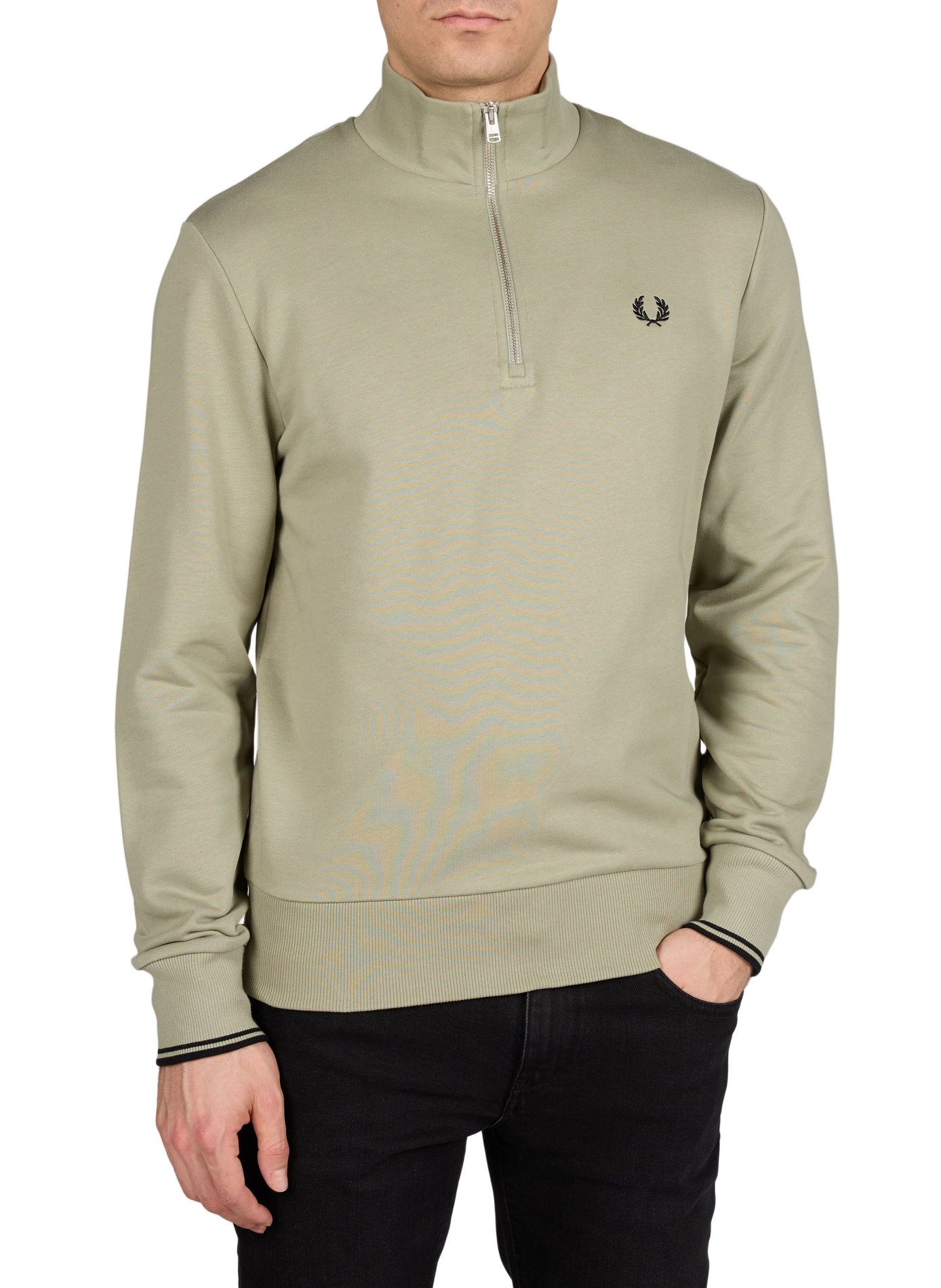 Sweatshirt col montant en coton FRED PERRY Vert