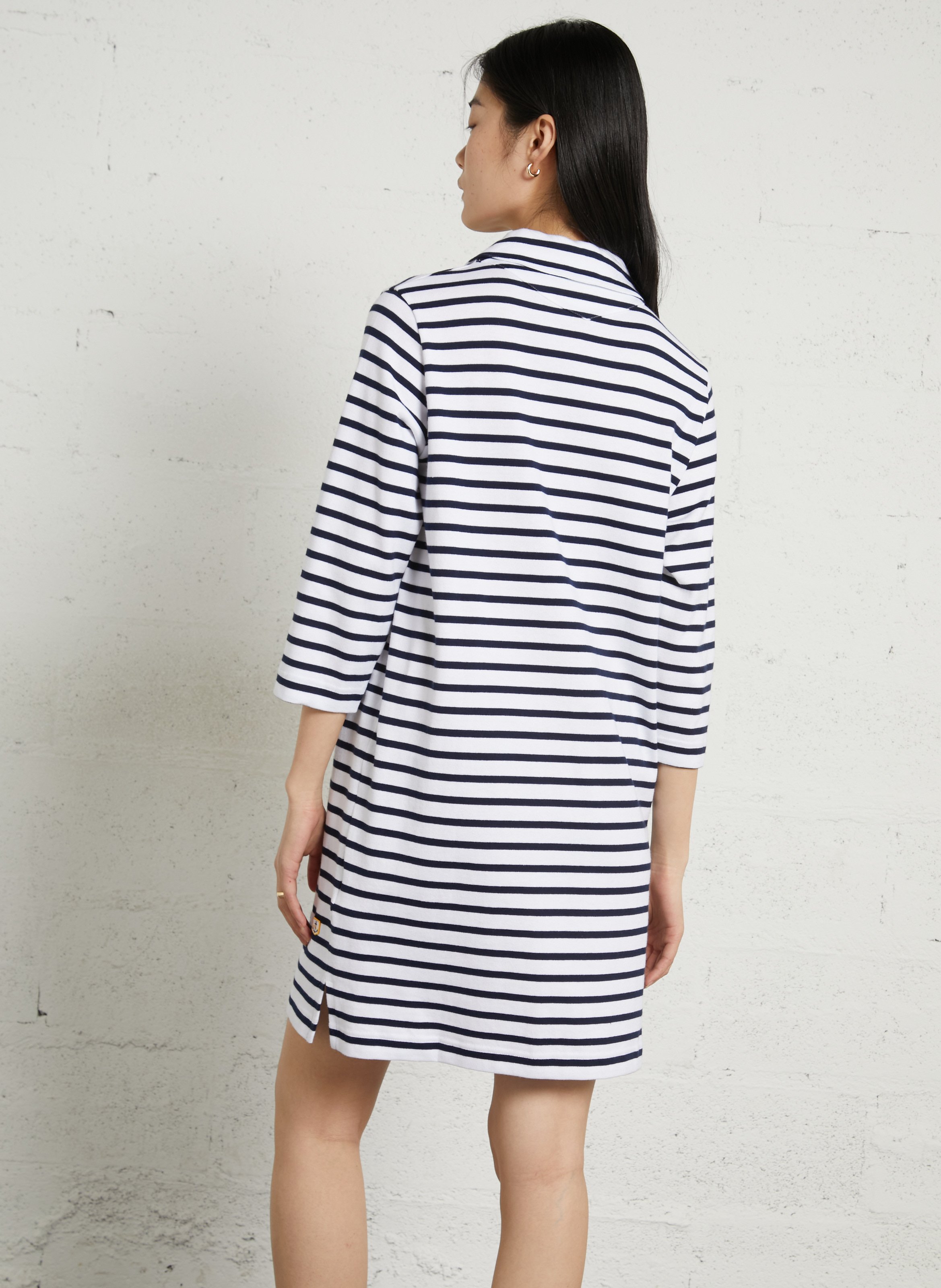 Robe courte col classique en coton rayé heritage ARMOR-LUX Blanc