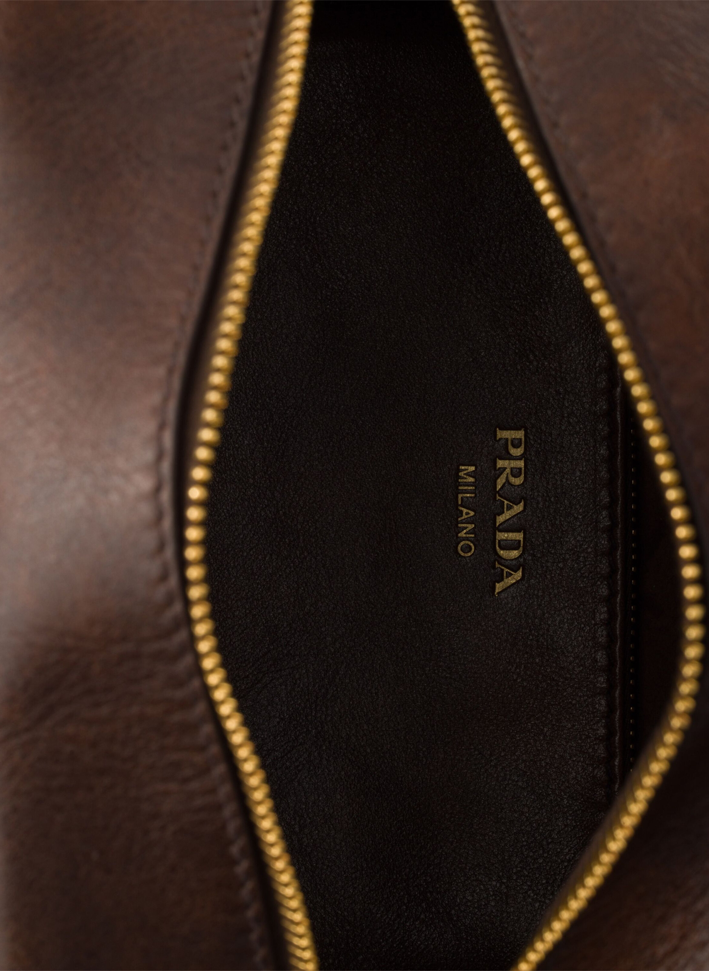 Mini sac à poignée supérieure en cuir vieilli prad PRADA Marron