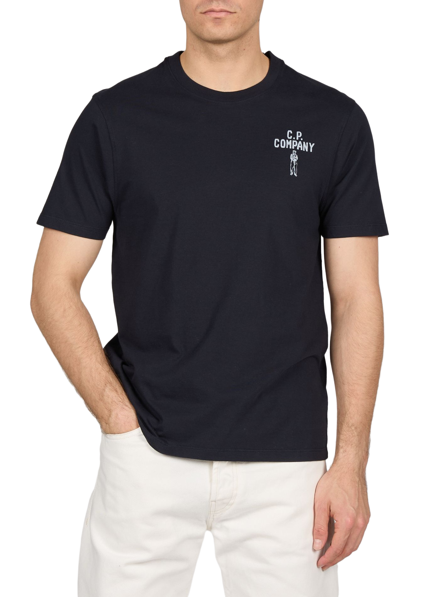 T-shirt imprimé col rond en coton CP COMPANY Bleu