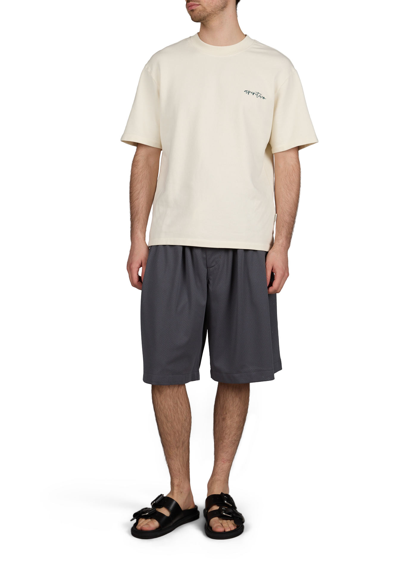 T-shirt droit brodé Terry en coton organique MINIMUM Blanc