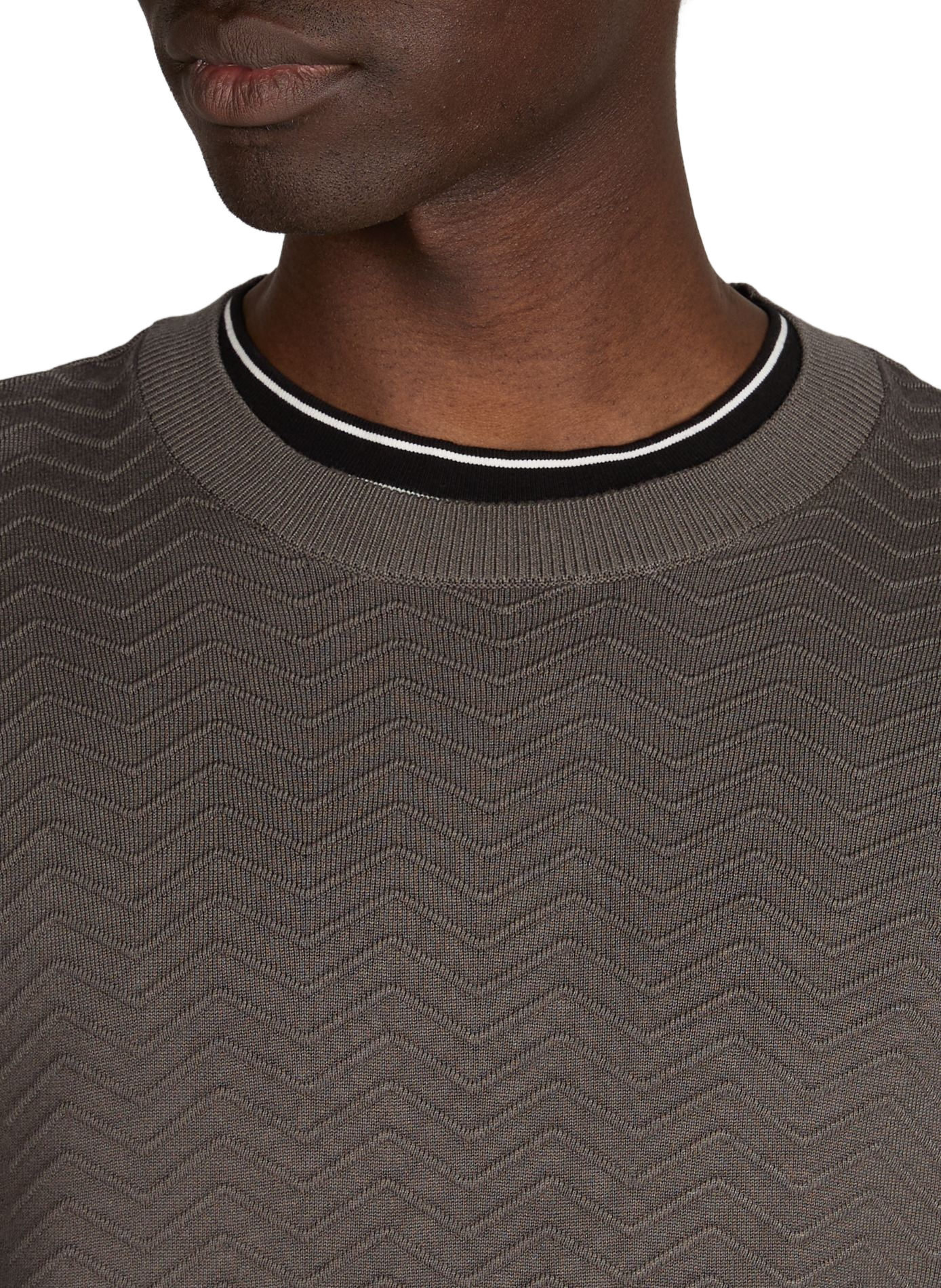 Straight knit sweater in zigzag pattern ARMANI EXCHANGE Khaki