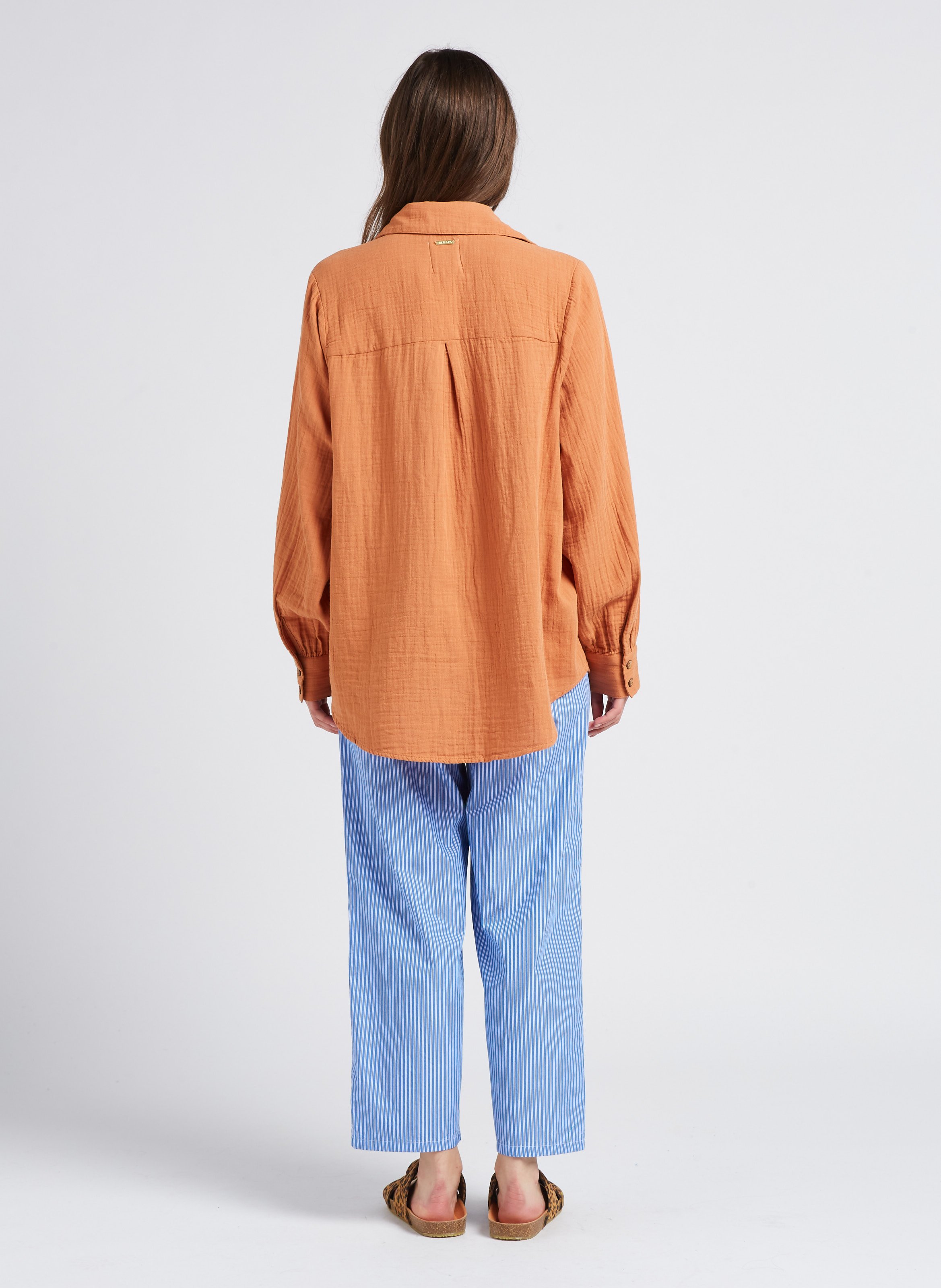Pantalon carotte en coton rayé zatybay AMERICAN VINTAGE Bleu