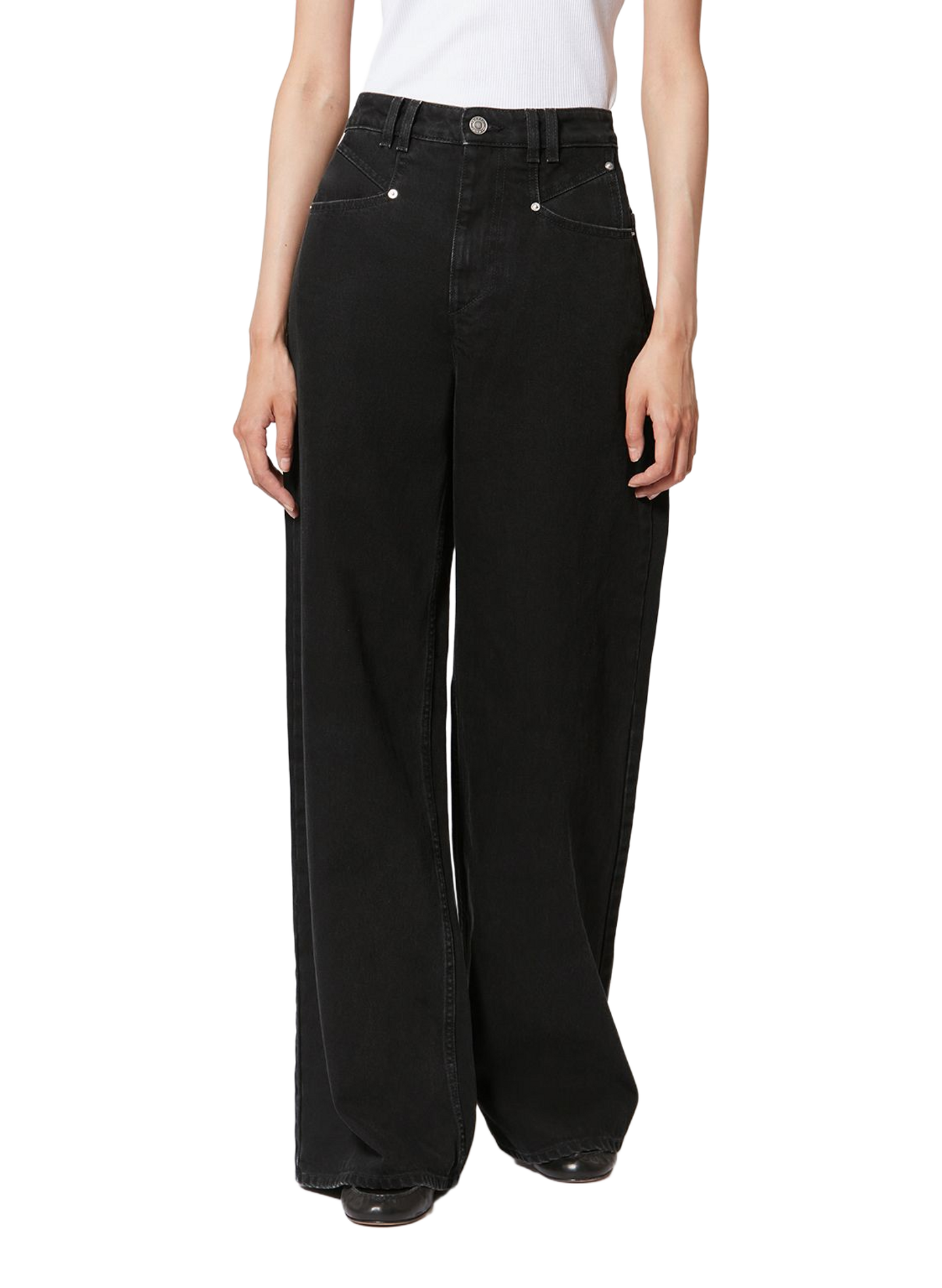 Wide-leg cotton jeans by Lemony ISABEL MARANT Black