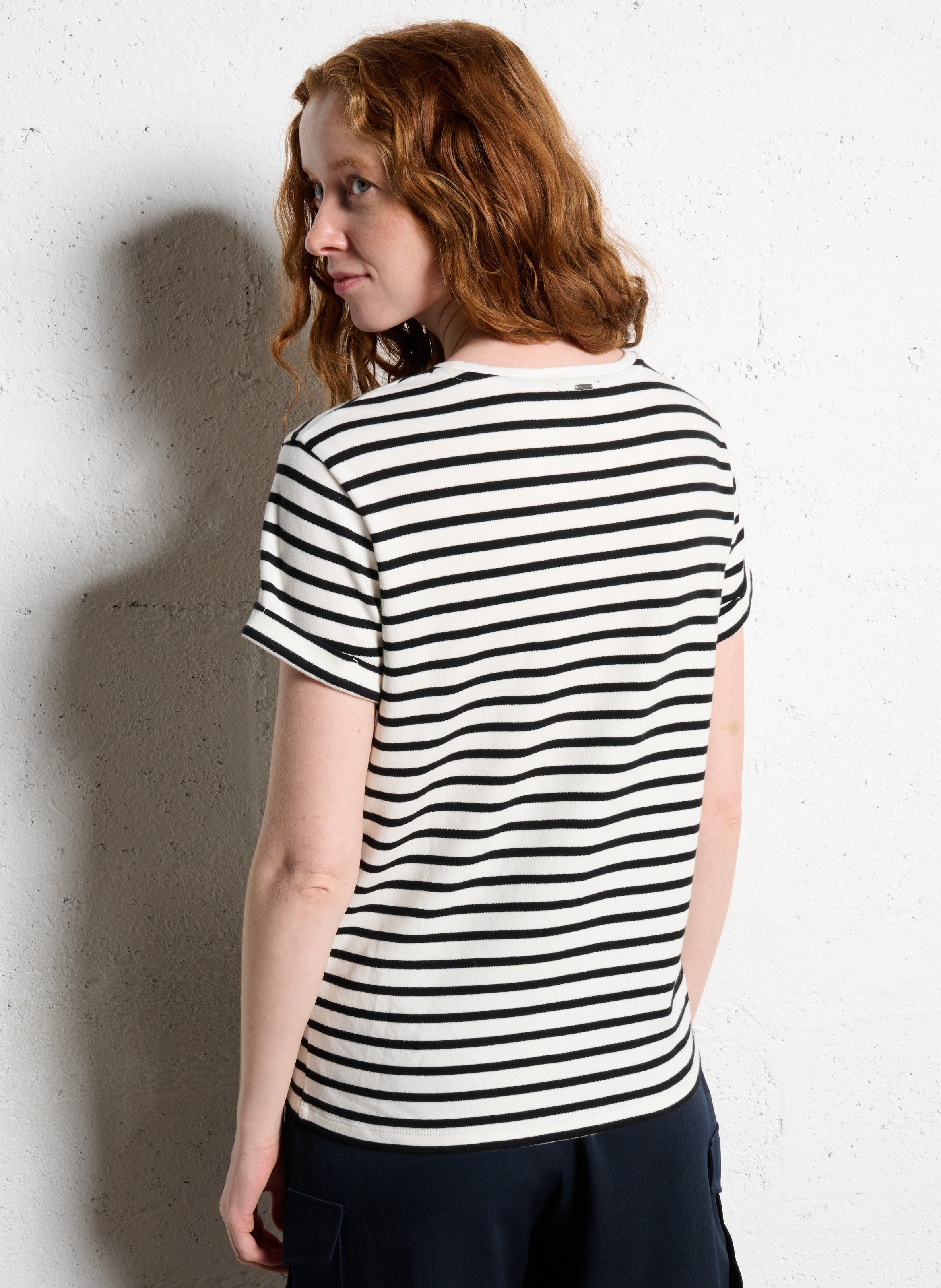Tee-shirt droit col rond en coton IKKS Noir