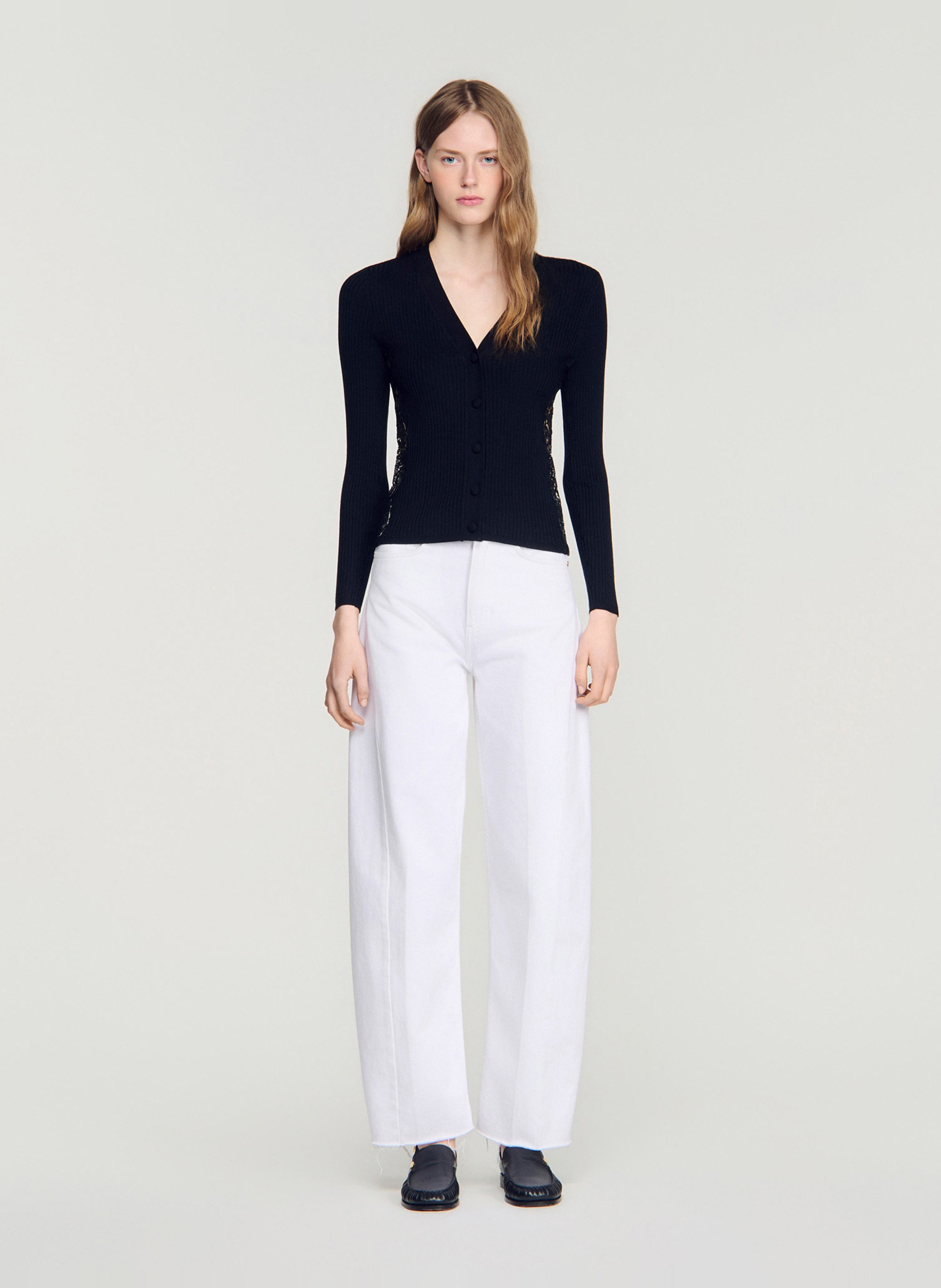 Cardigan ajusté col v SANDRO Noir