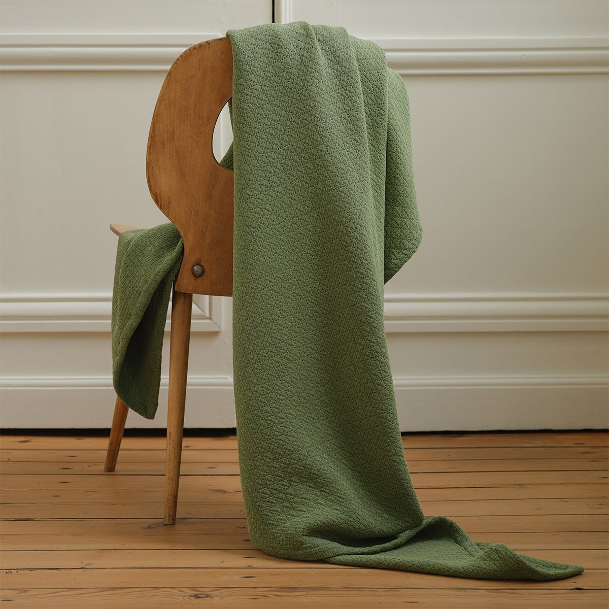 Plaid en coton, canisse DESFORGES Vert