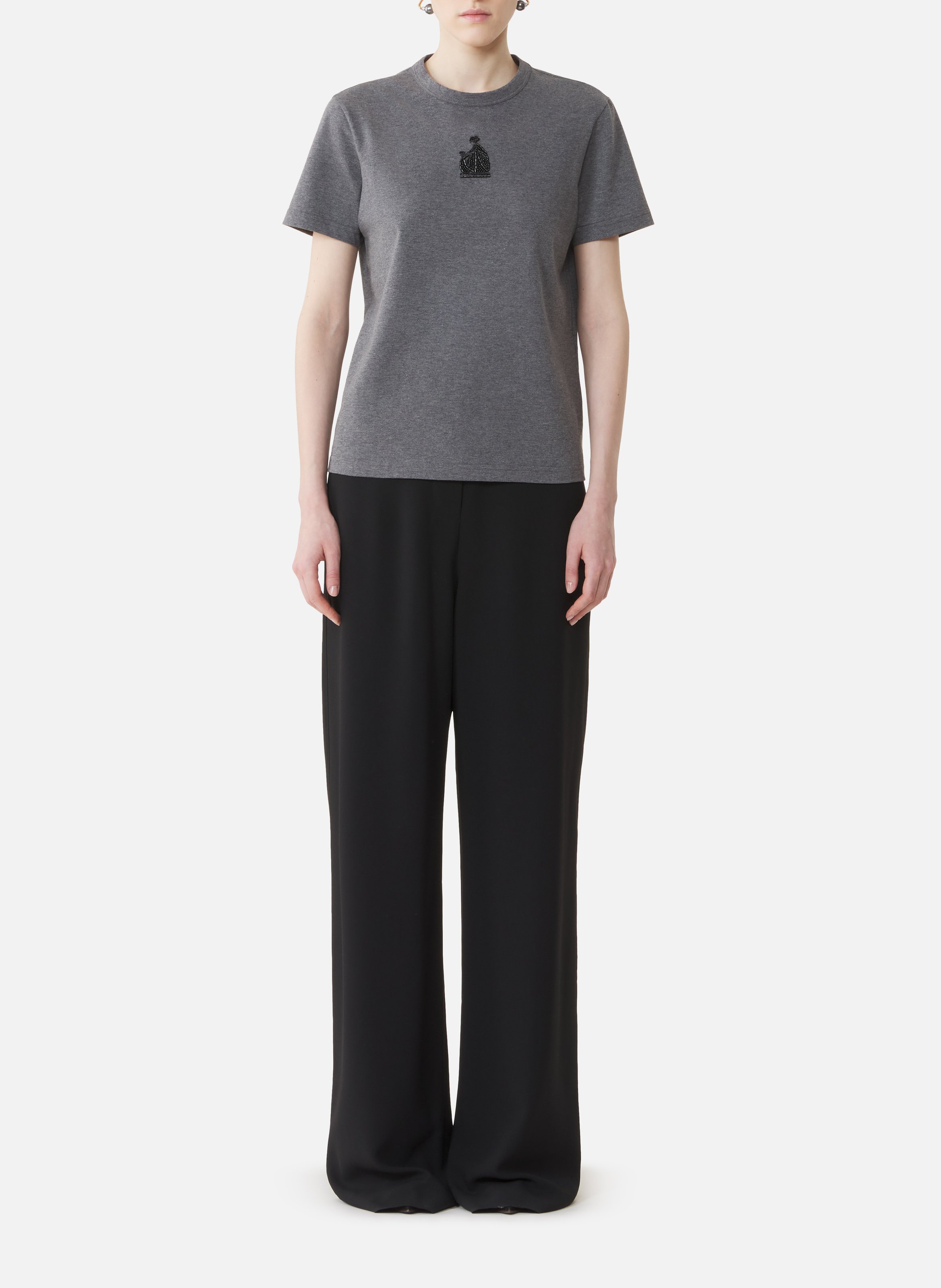 T-shirt brodé la mère et l'enfant en jersey LANVIN Gris