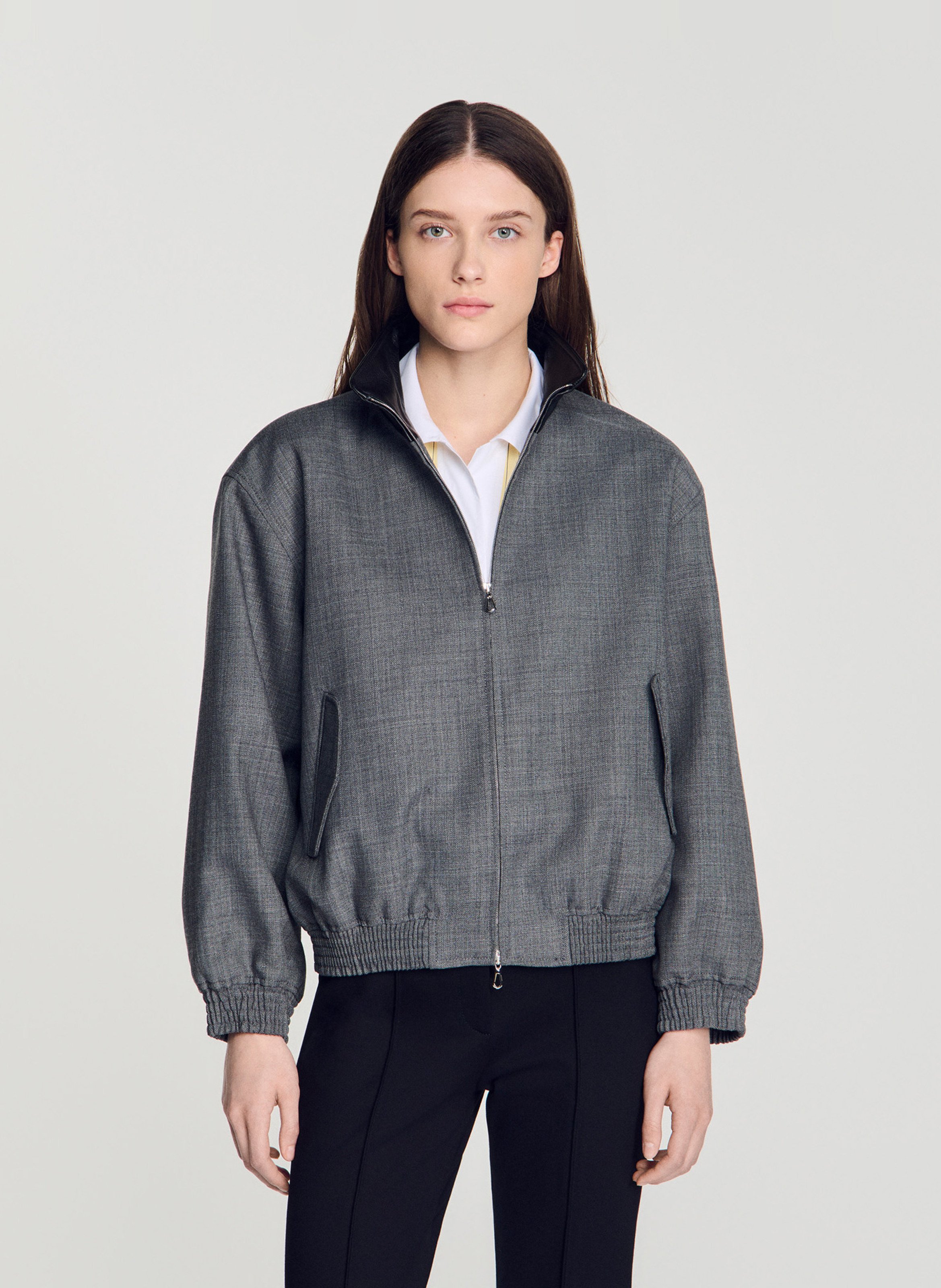 Blouson oversize en laine SANDRO Gris