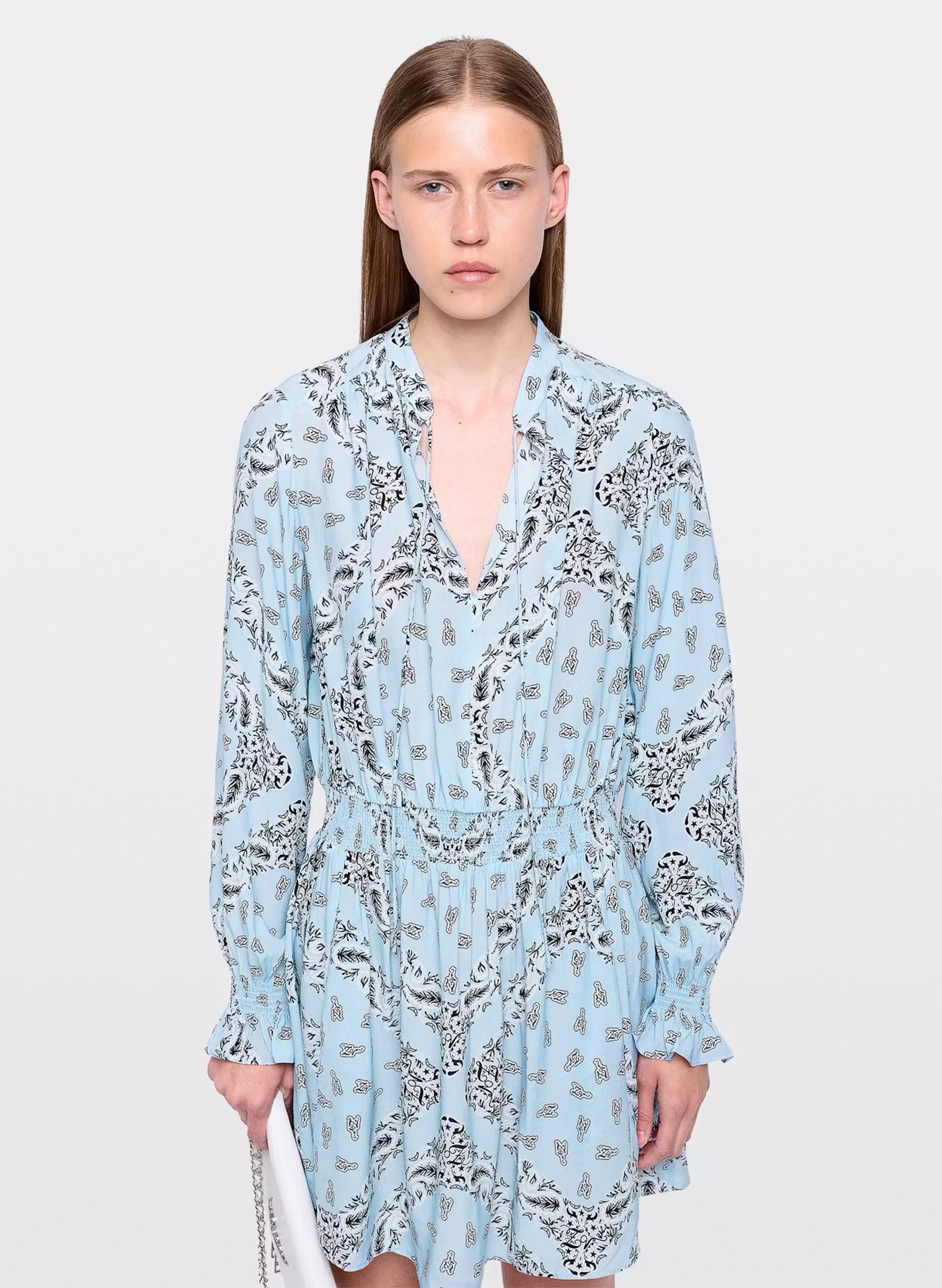 Robe courte imprimée rayados ZADIG&VOLTAIRE Bleu