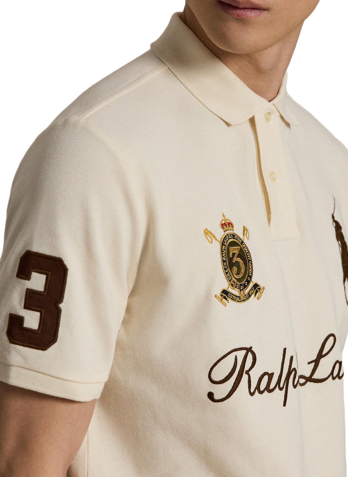 Piqué polo with embroidered logo. POLO RALPH LAUREN Beige