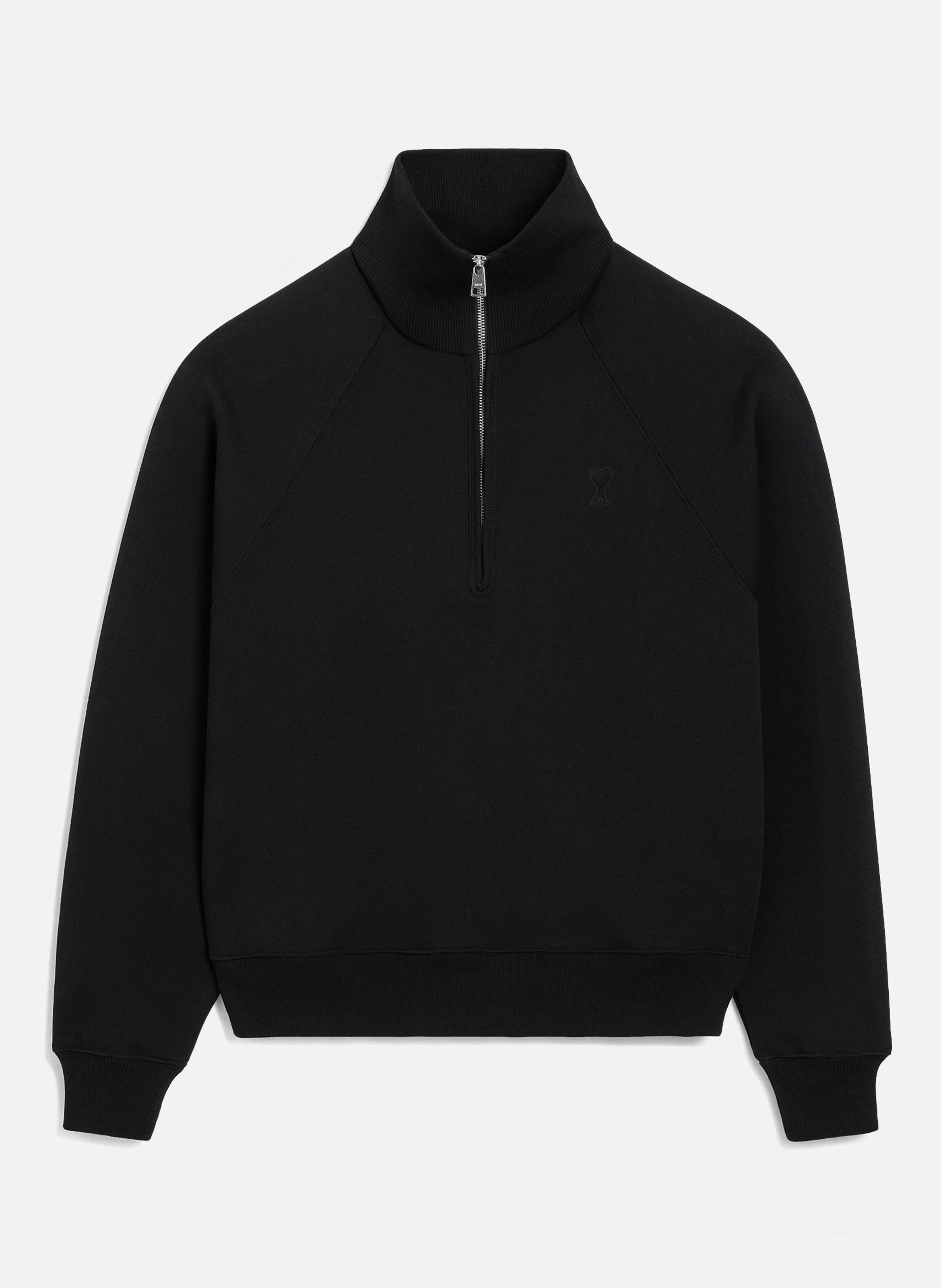 Sweatshirt zippé unisexe en coton ami de coeur embossé AMI PARIS Noir