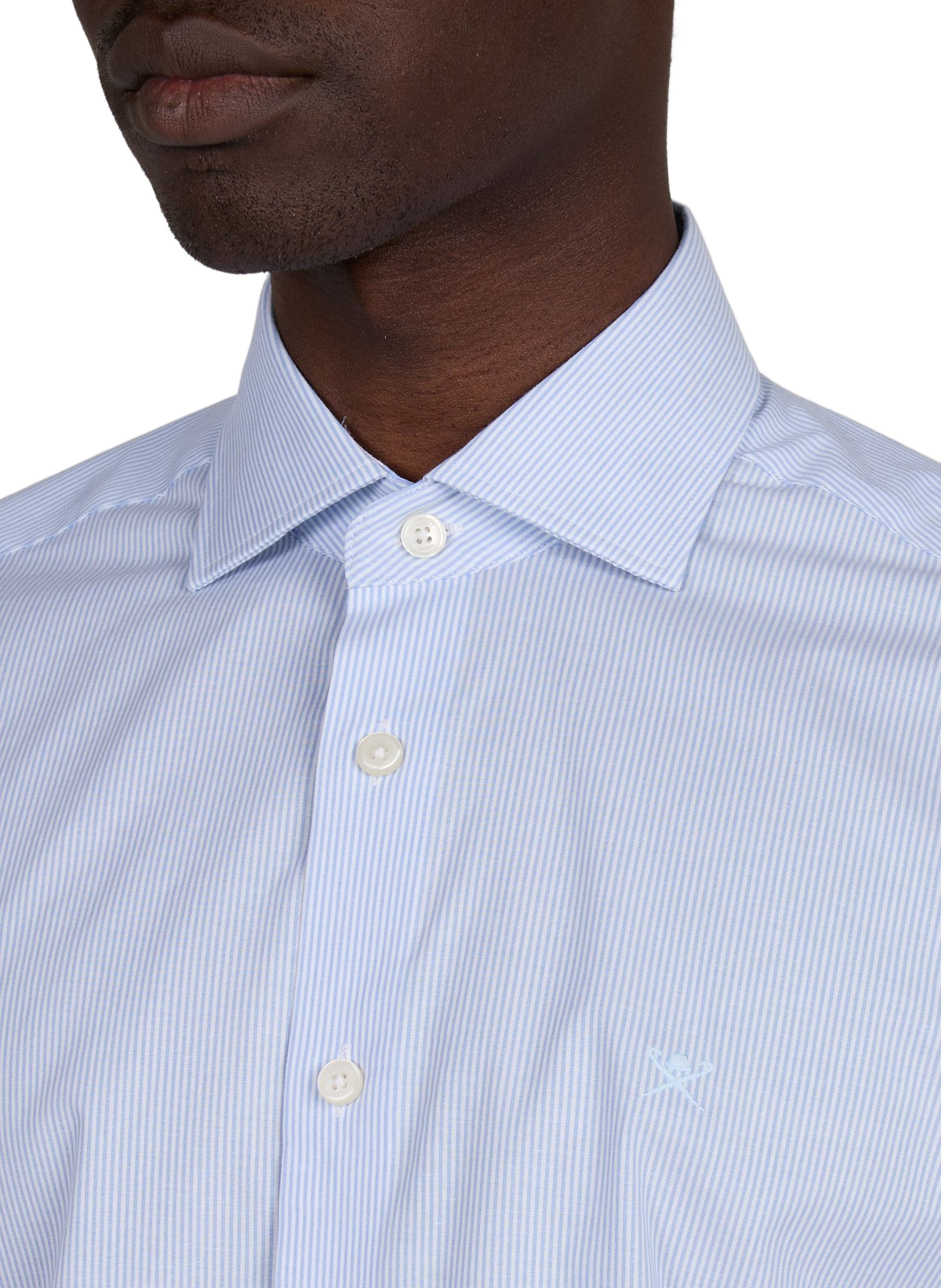 Chemise slim à rayures en coton HACKETT Bleu