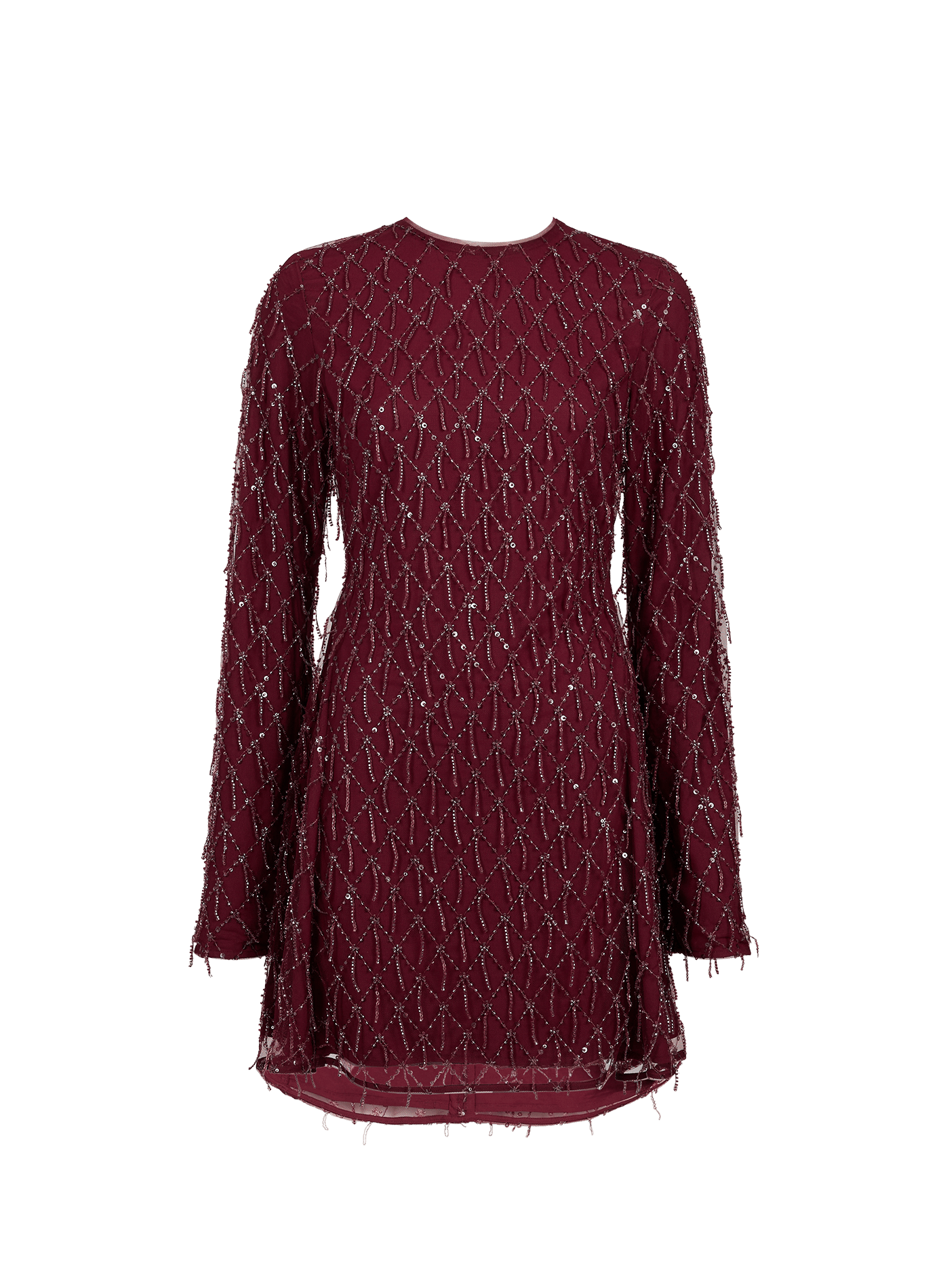 Robe courte à broderie perlée ROTATE Rouge