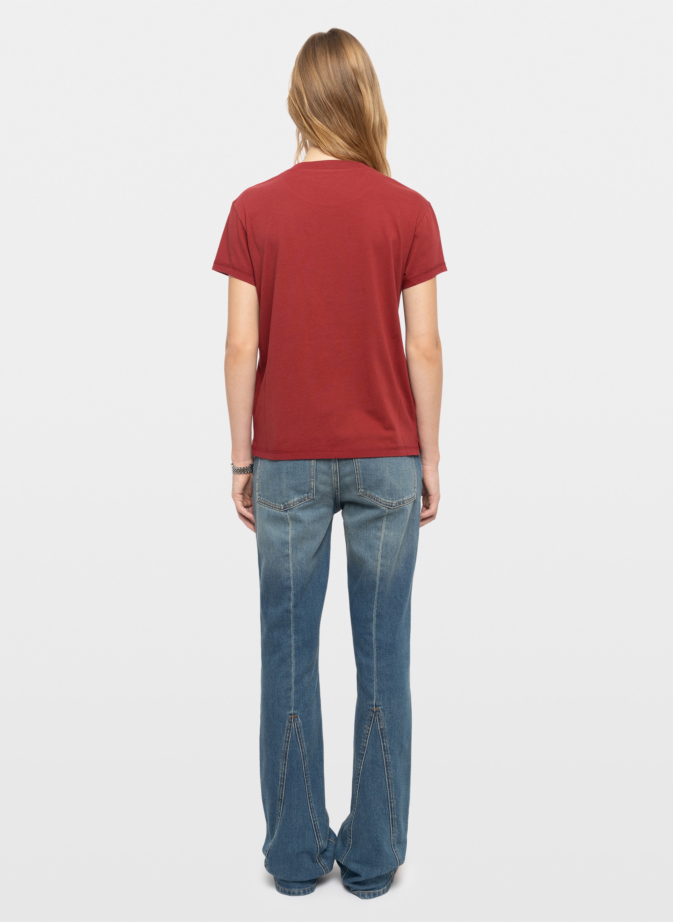 Tee-shirt droit col rond en coton walk ZADIG&VOLTAIRE Rouge