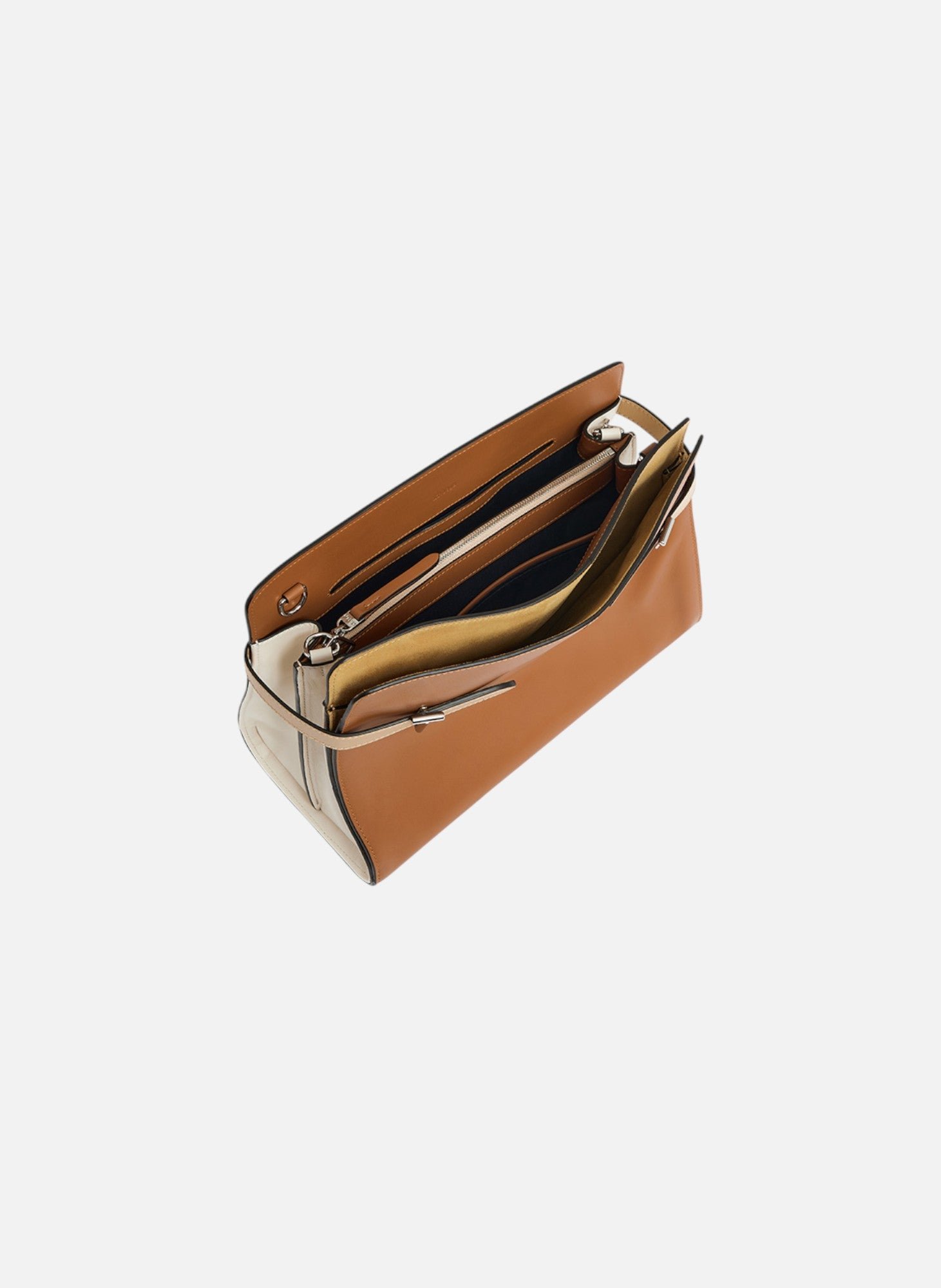 Sac porté épaule grand modèle emie en cuir lisse et nubuck LE TANNEUR Marron