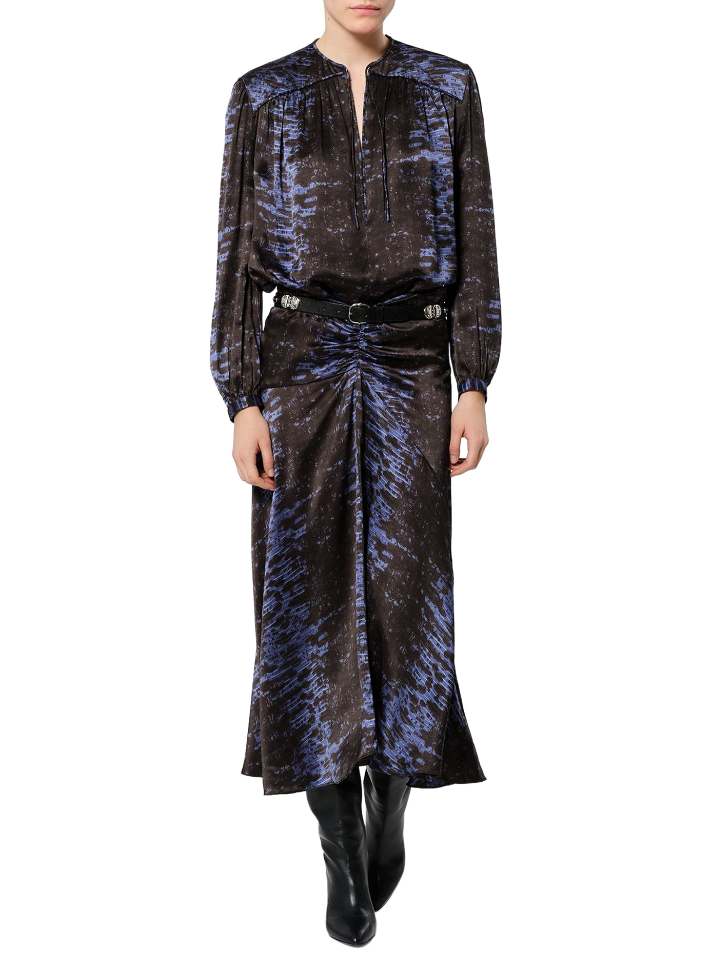 LAREN printed silk satin skirt ISABEL MARANT Blue