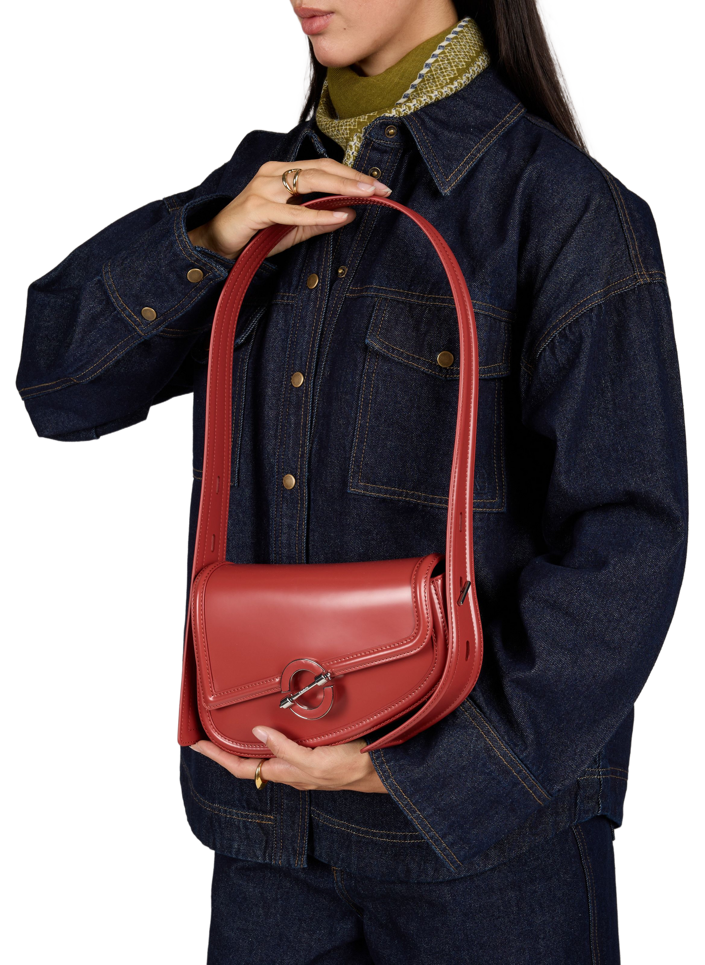 Leather shoulder bag SAMSOE SAMSOE Red