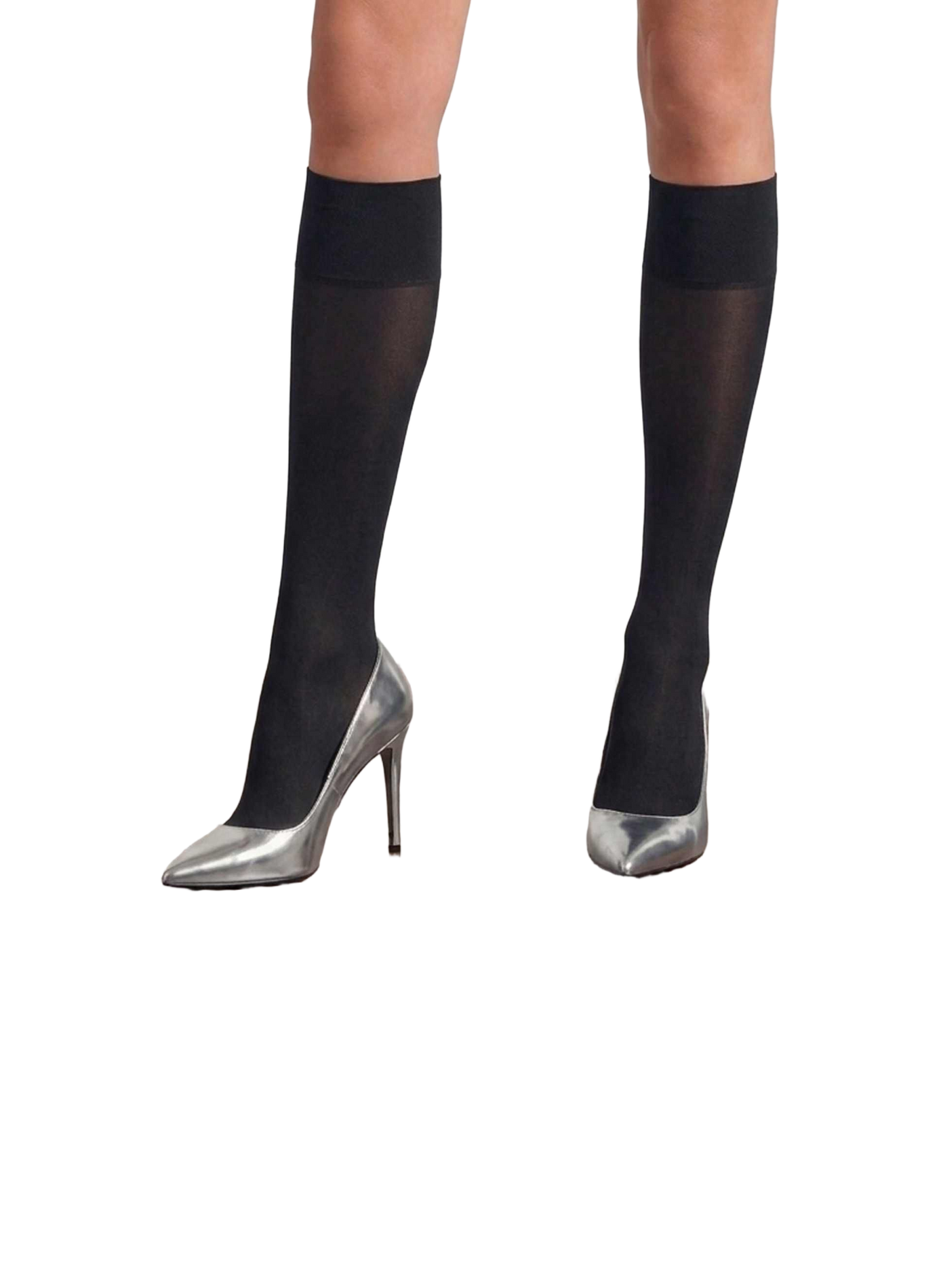 Semi-opaque satin-finish knee-high socks, 30 denier LE BOURGET Black