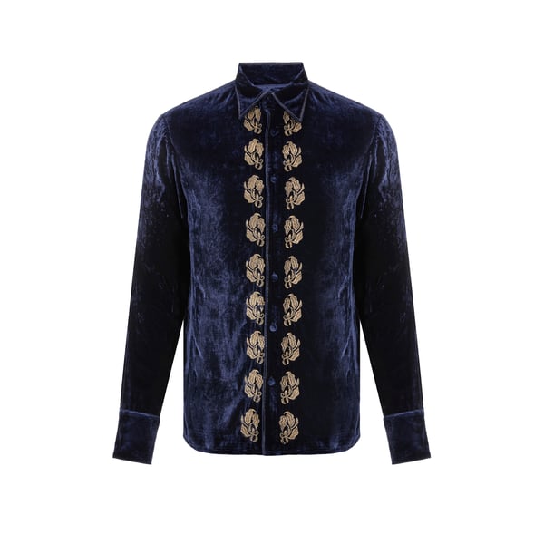 Chemise avec broderies en velours