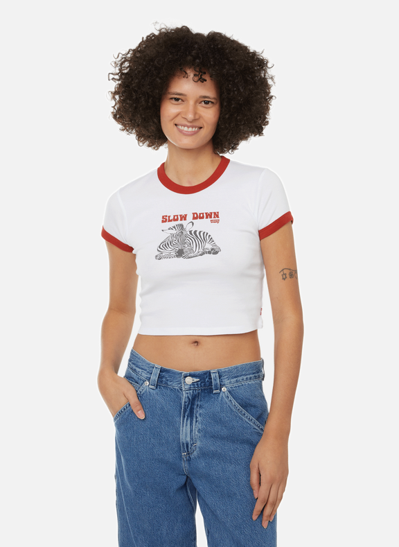 CROPPED PRINTED COTTON T-SHIRT - LEVI'S for WOMEN 