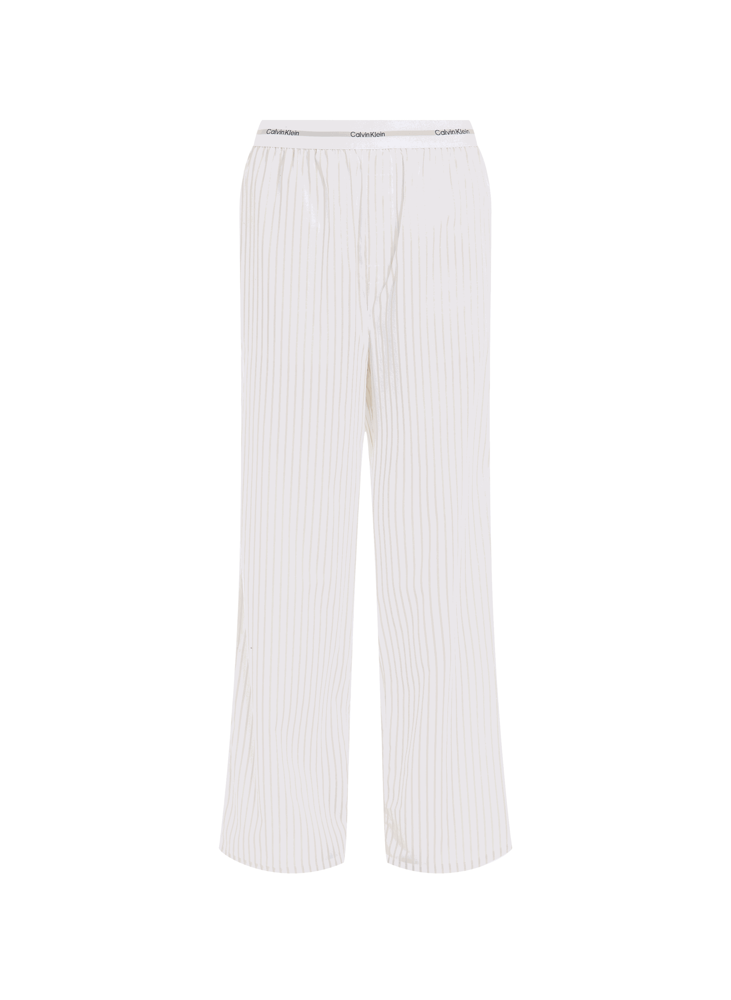 Pantalon large rayé en coton CALVIN KLEIN Blanc