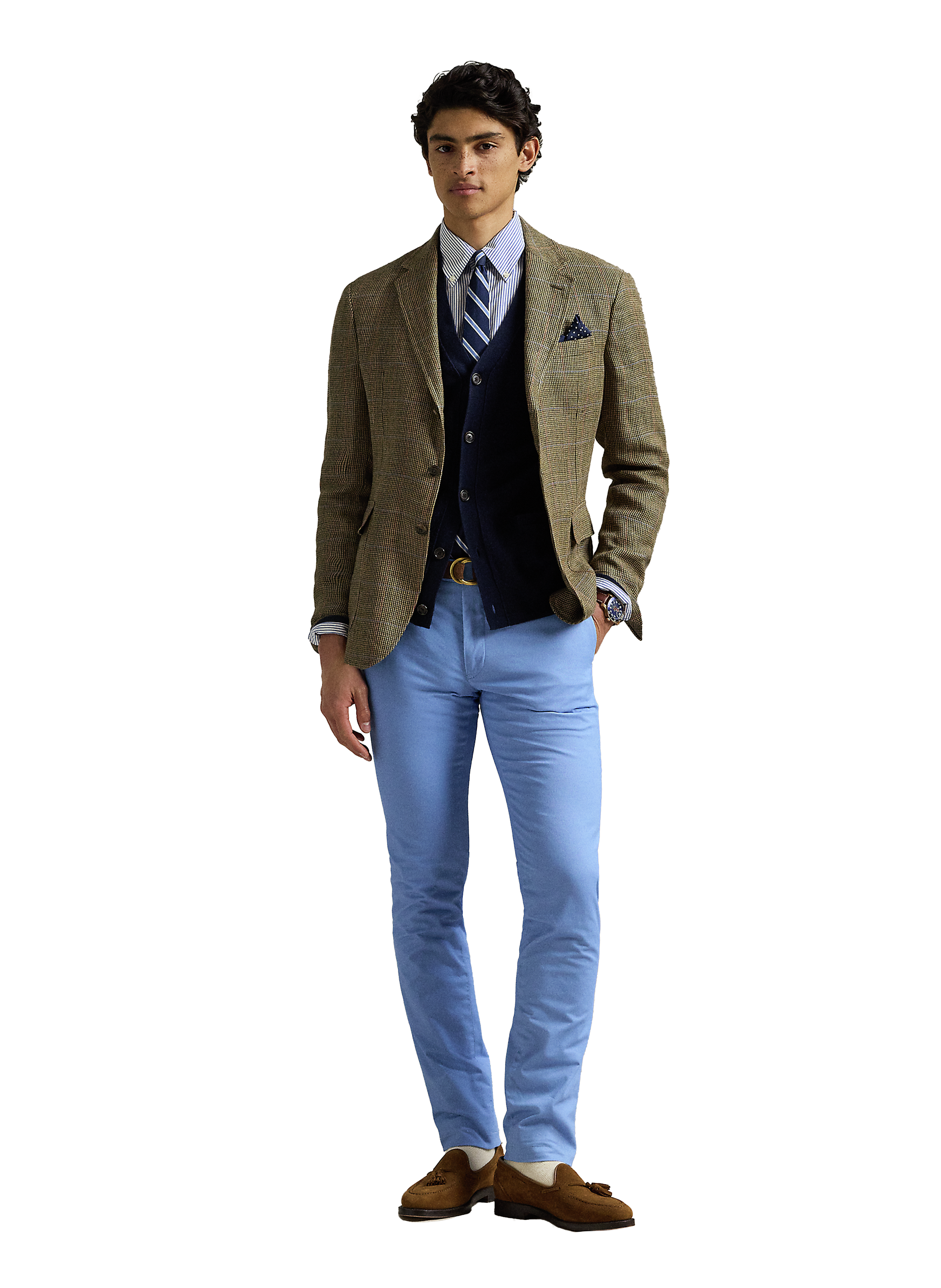 Pantalon droit en coton POLO RALPH LAUREN Bleu