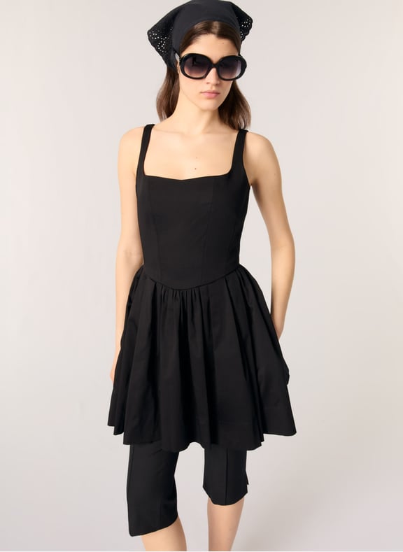 Robe courte plissée à bretelles Noir by MAJE MAJE Robe courte plissée à bretelles Noir