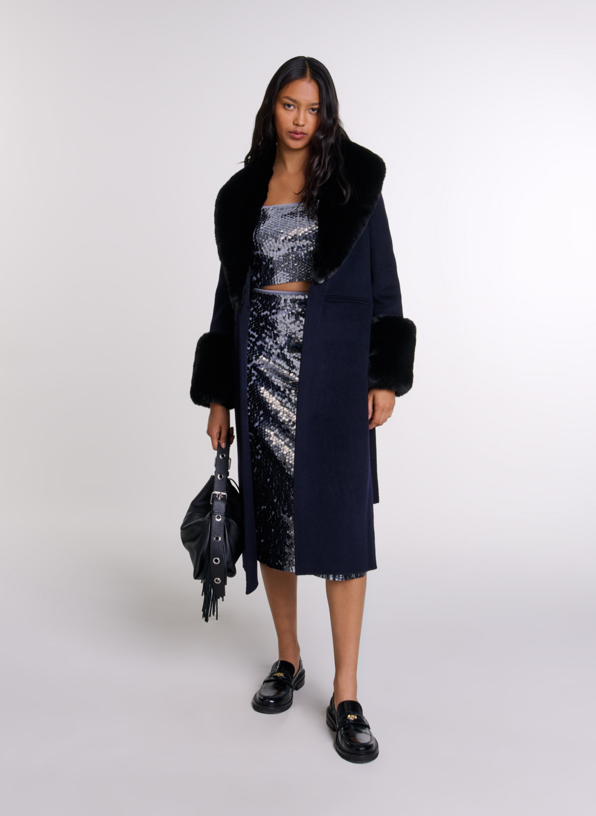 Manteau Long Double Face - Maje Femme | Printemps.com