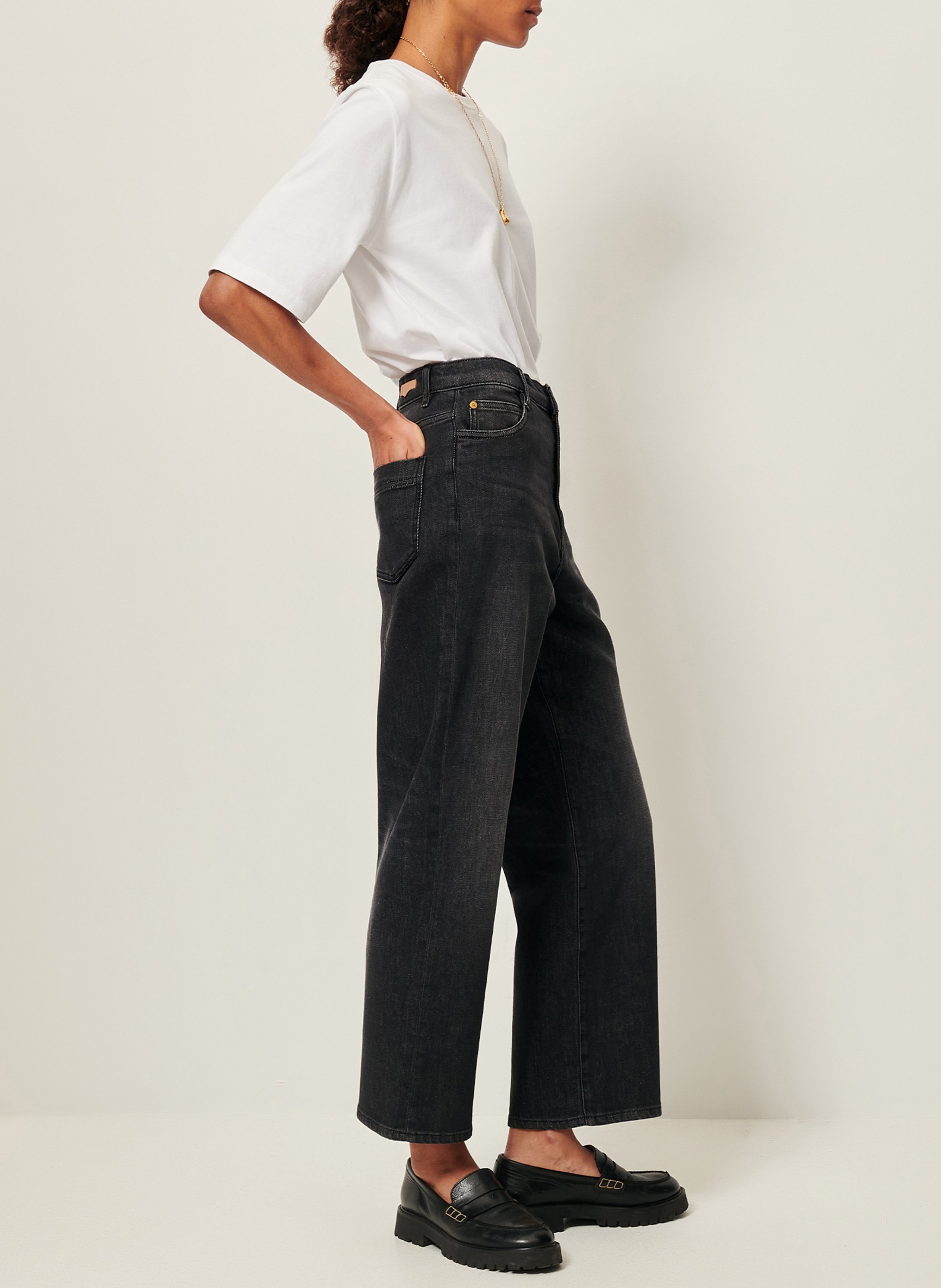 Jean droit taille haute en coton bay cruise SESSUN Noir