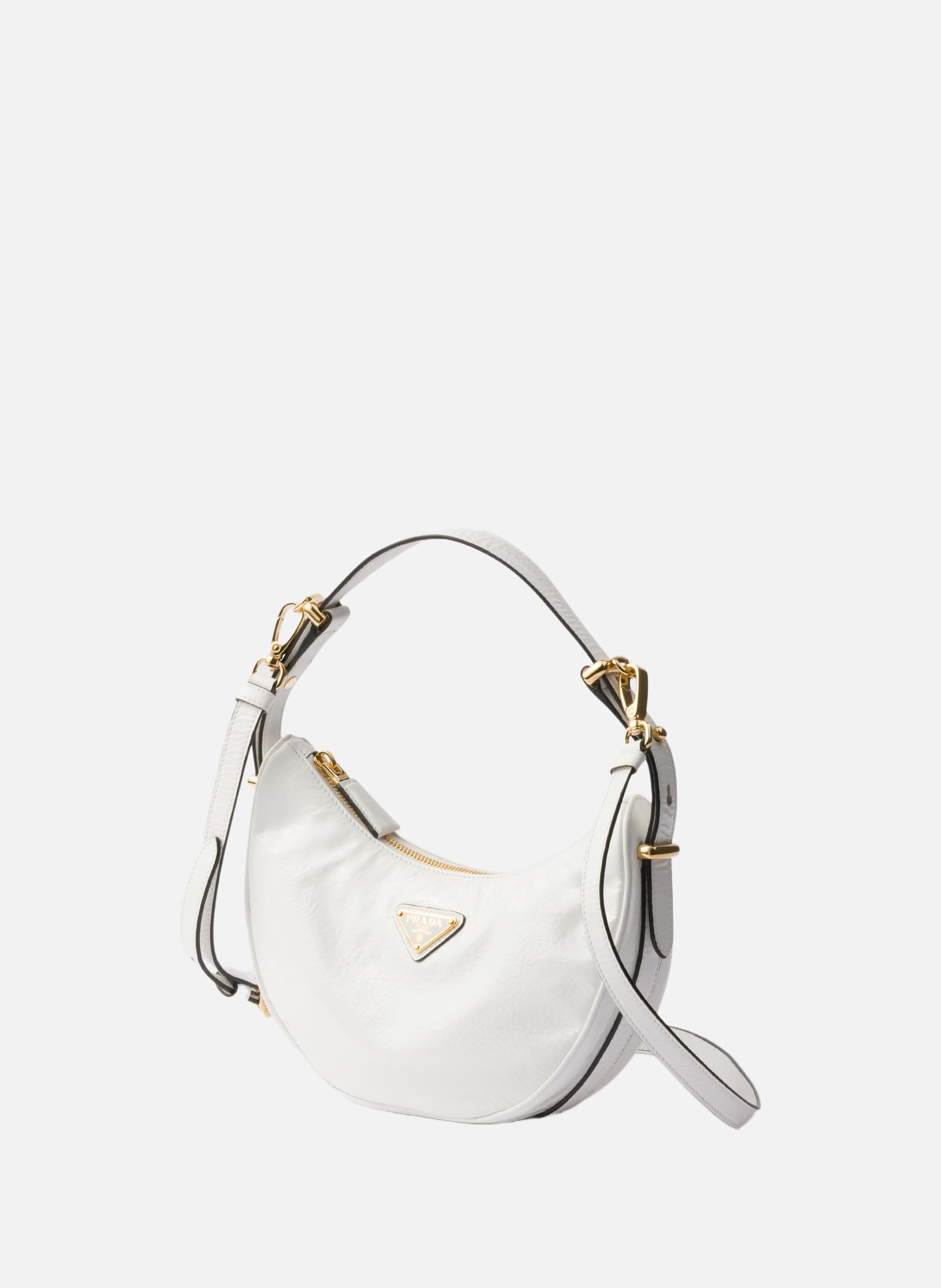 Sac porté épaule prada arqué en cuir verni naplak PRADA Blanc