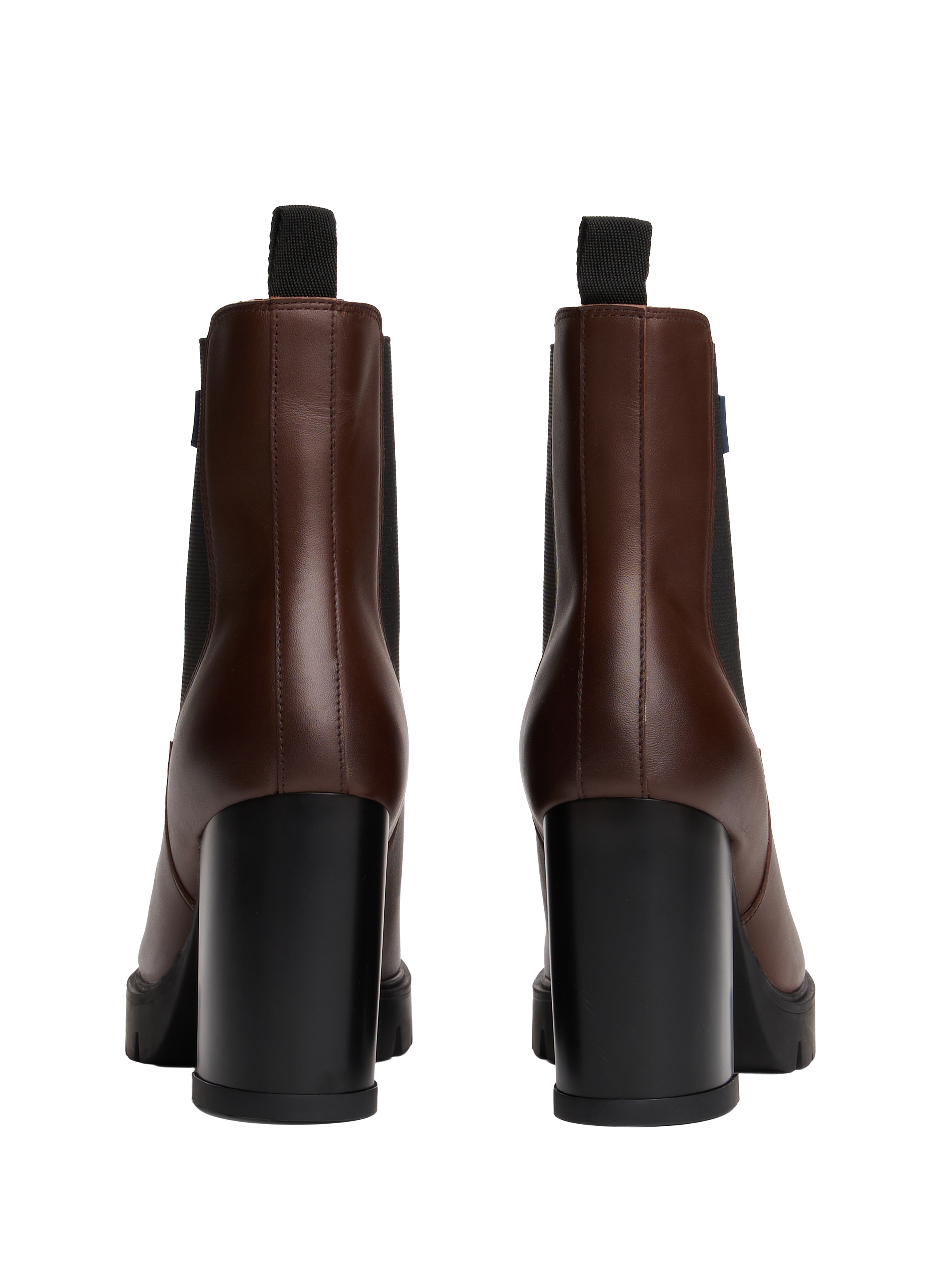 Bottines à talons hauts crantés en cuir TOMMY HILFIGER Marron