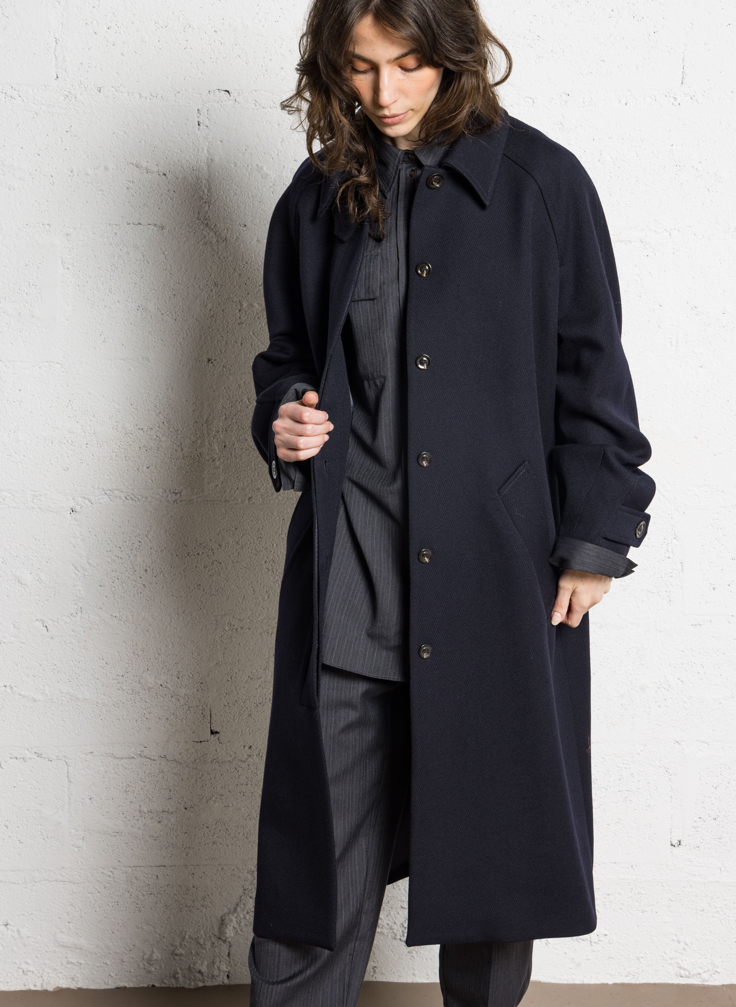 Manteau oversize col classique en laine franklin SOEUR Bleu