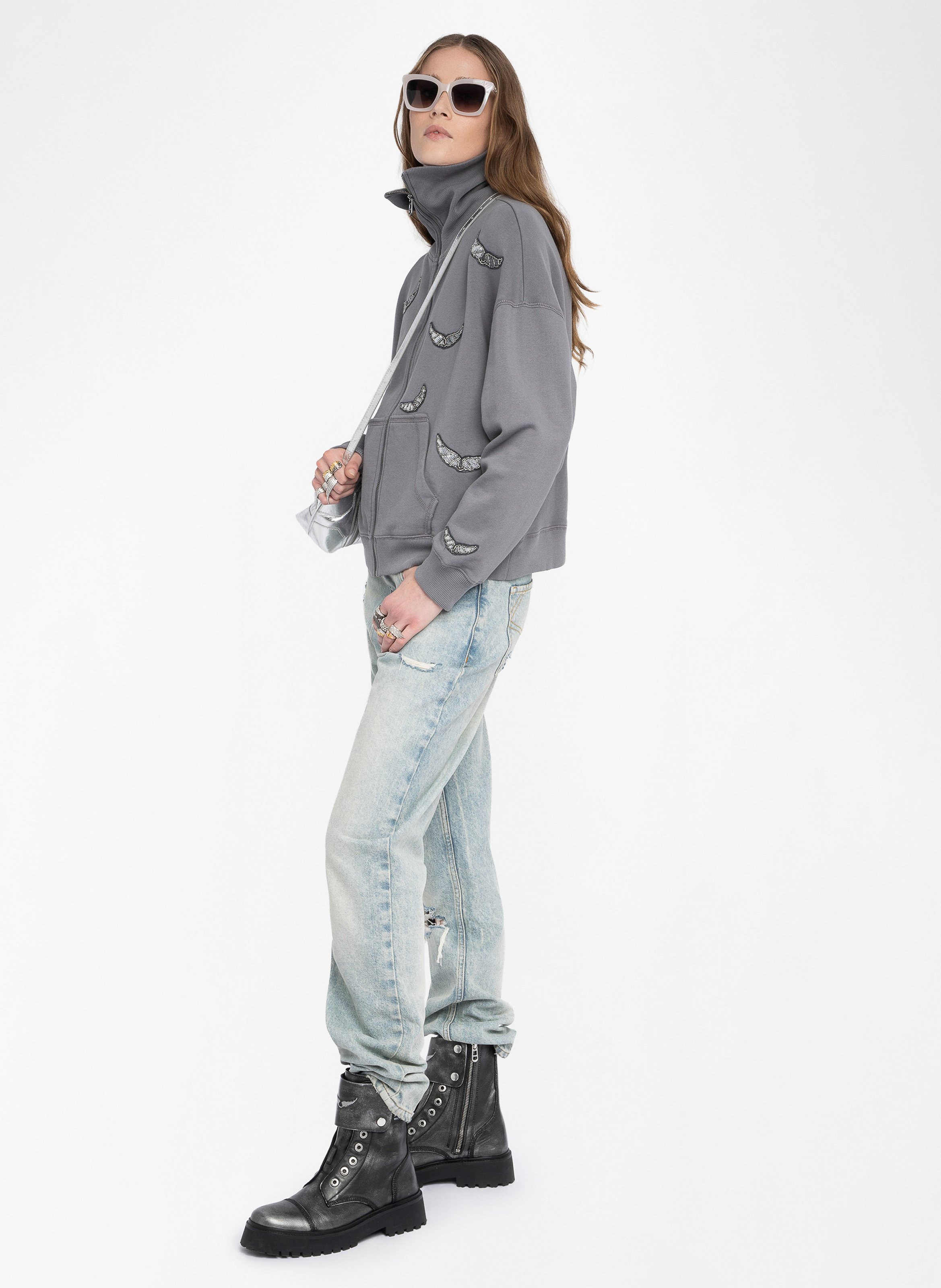 Sweat droit col montant en coton milly ZADIG&VOLTAIRE Gris