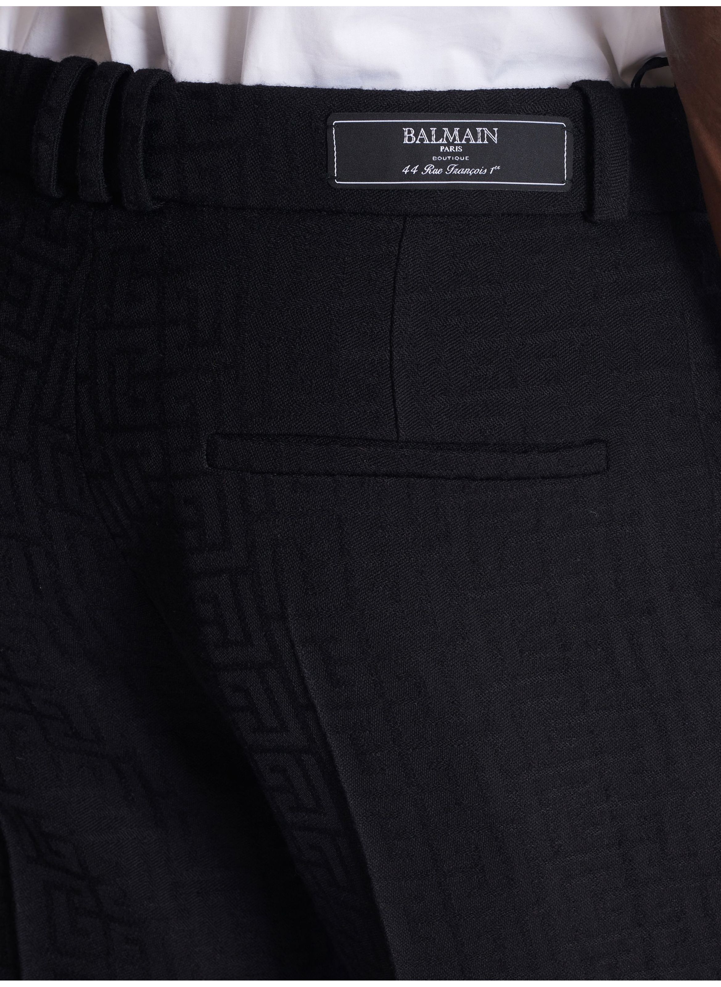 Pantalon à pinces en grain de poudre BALMAIN Noir