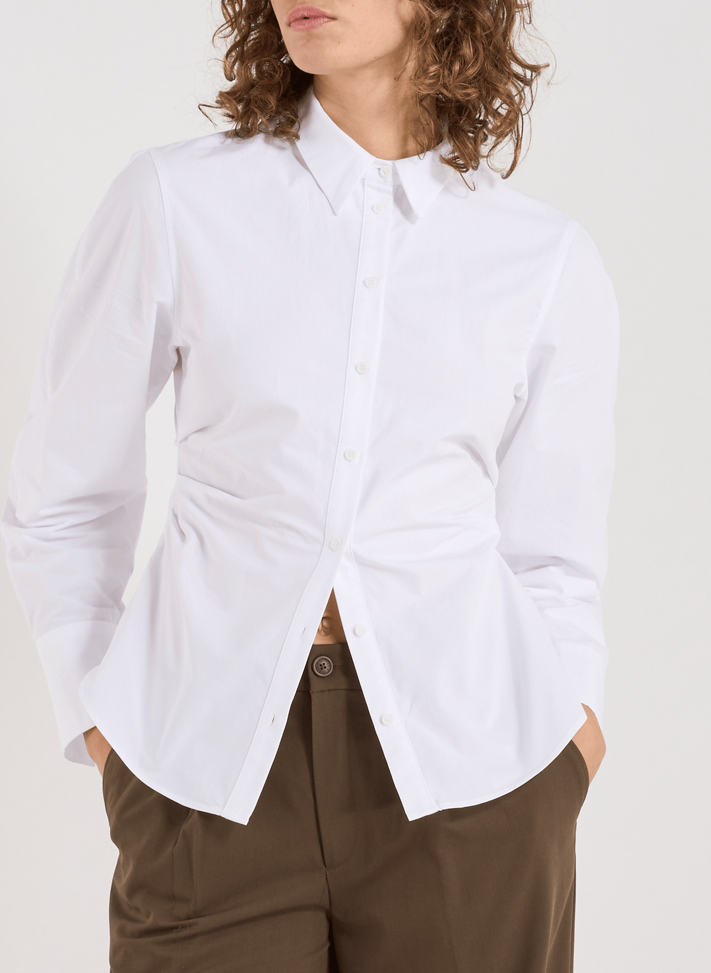 TOPSHOP Draped cotton shirt White