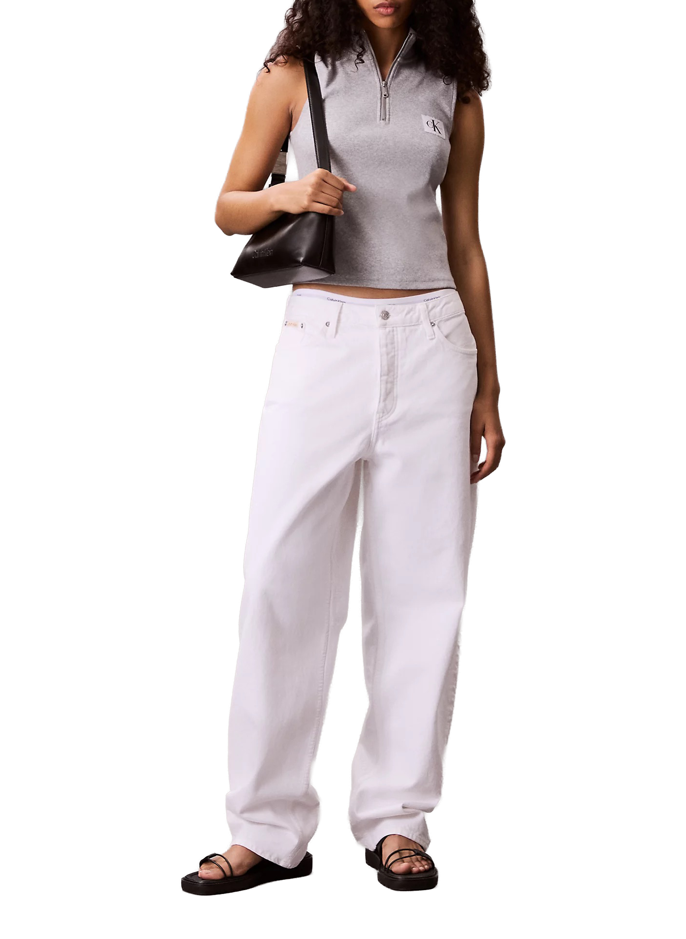 Top à col zippé en coton  CALVIN KLEIN Gris