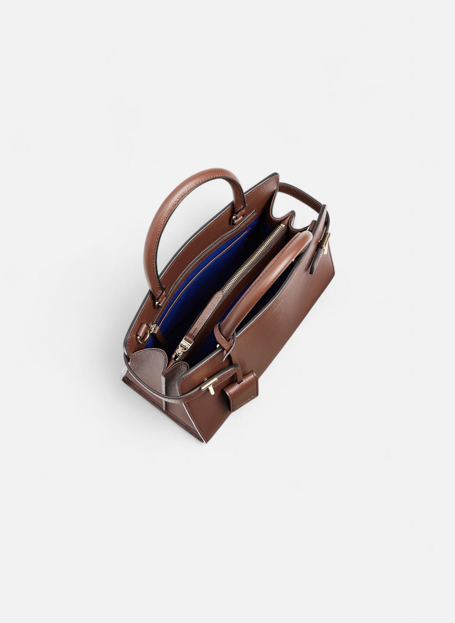 Sac à main moyen modèle emilie en cuir grainé LE TANNEUR Marron