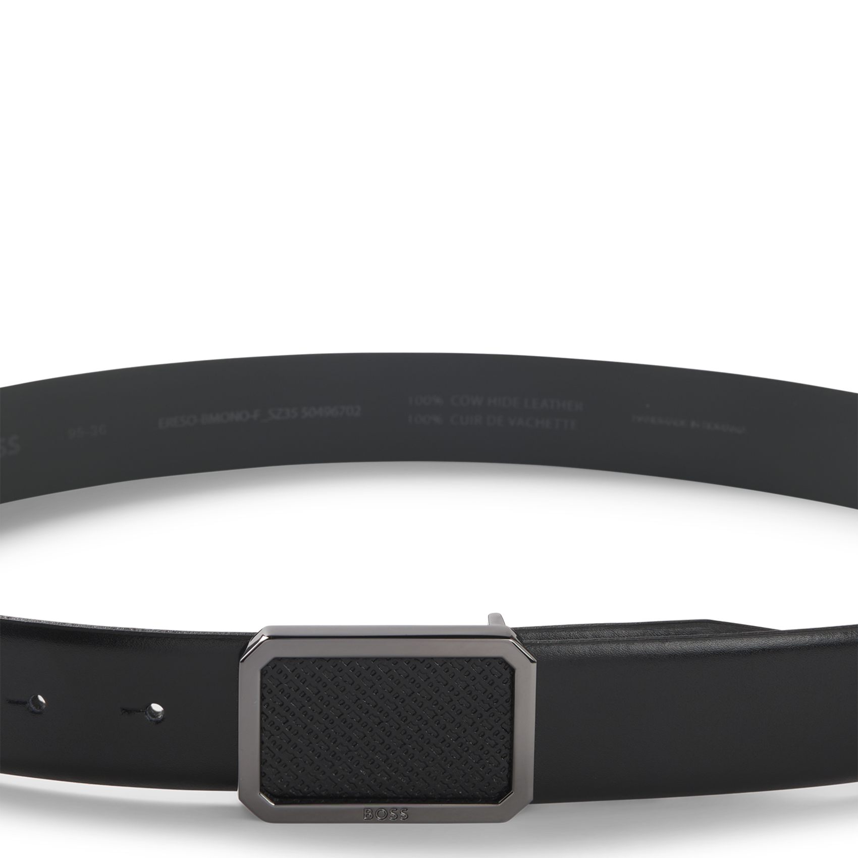 Ceinture à boucle monogrammes en cuir BOSS Noir