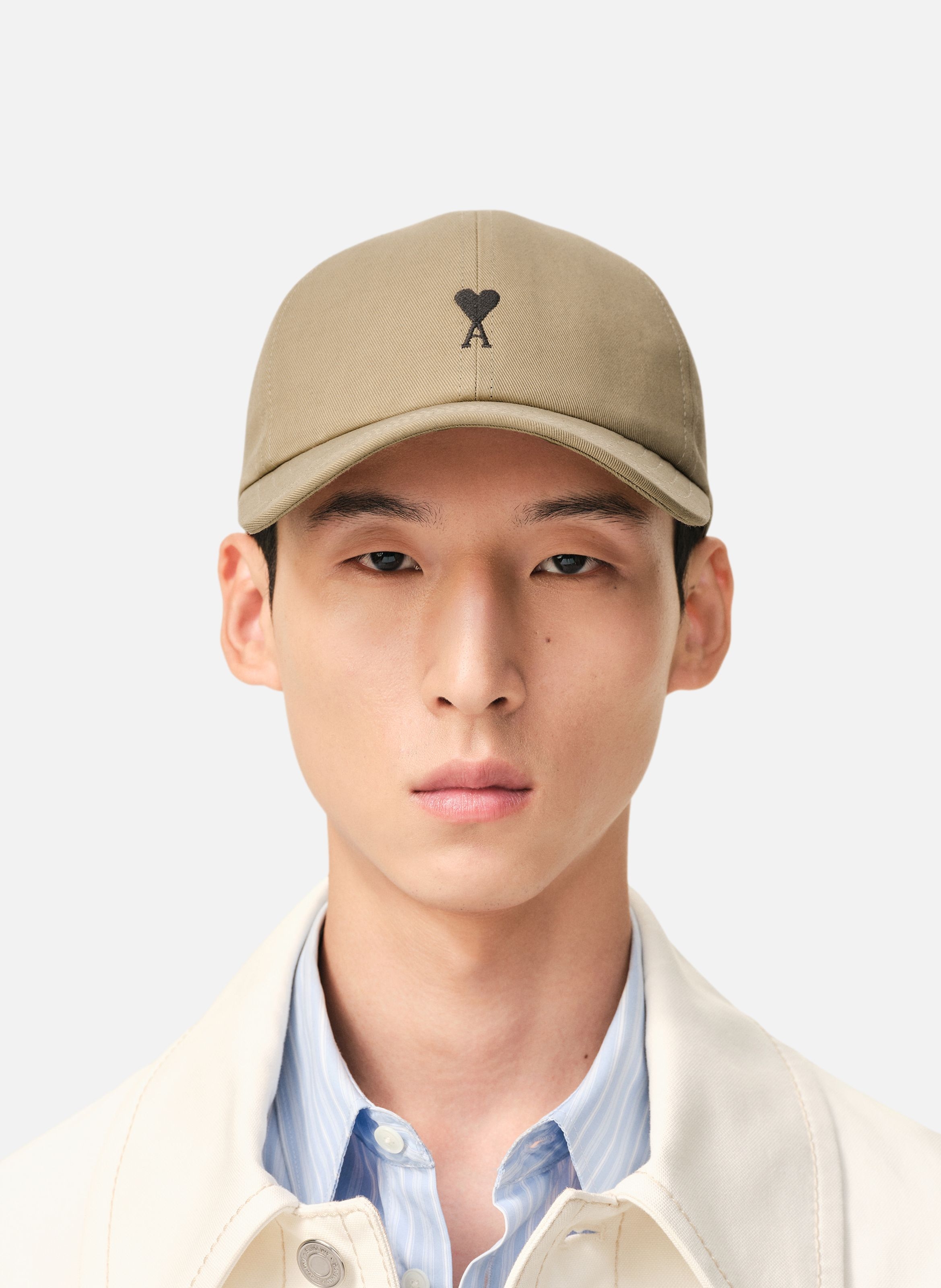 Casquette ami de coeur unisexe en coton AMI PARIS Beige