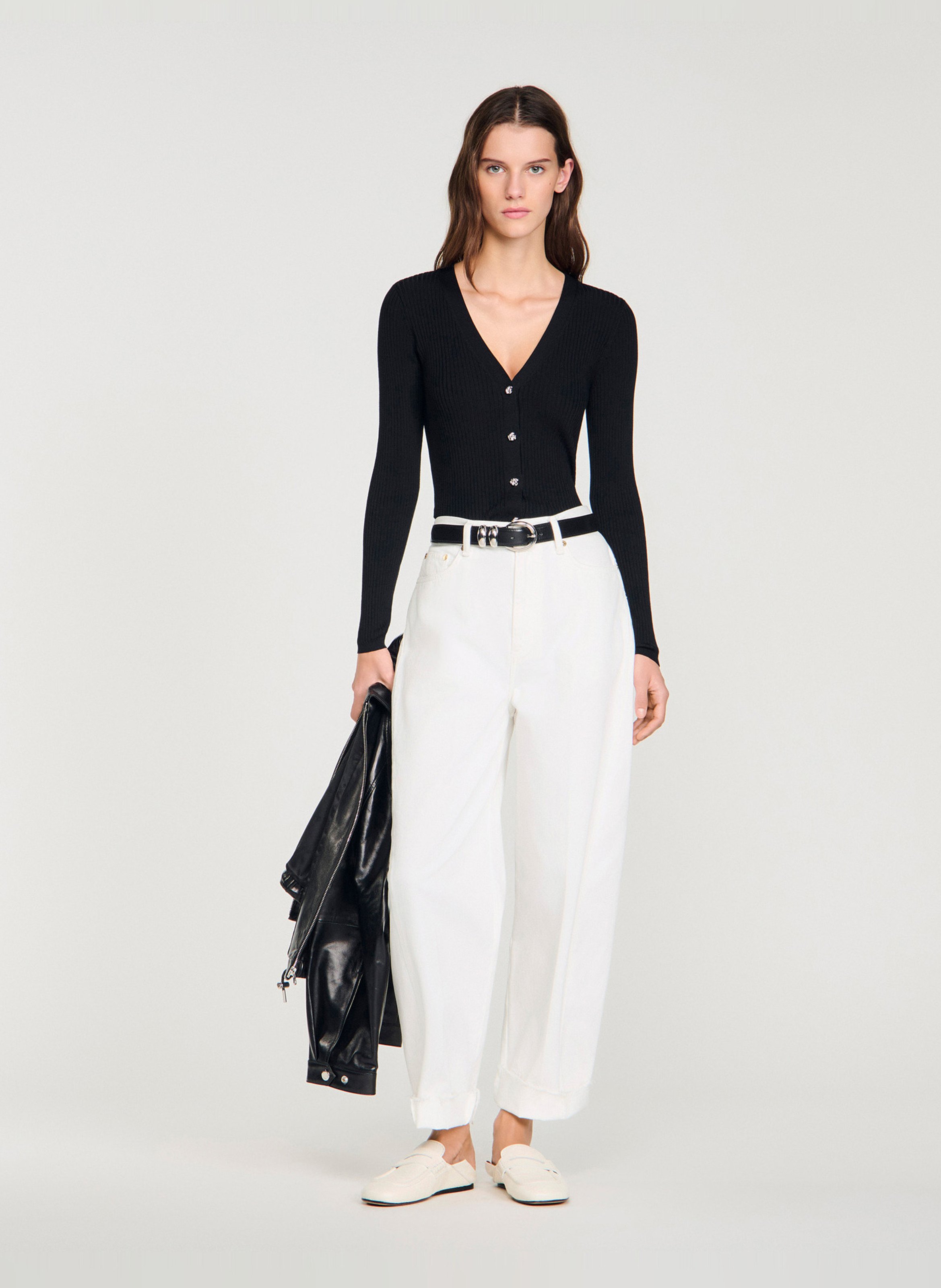 Cardigan col v SANDRO Noir