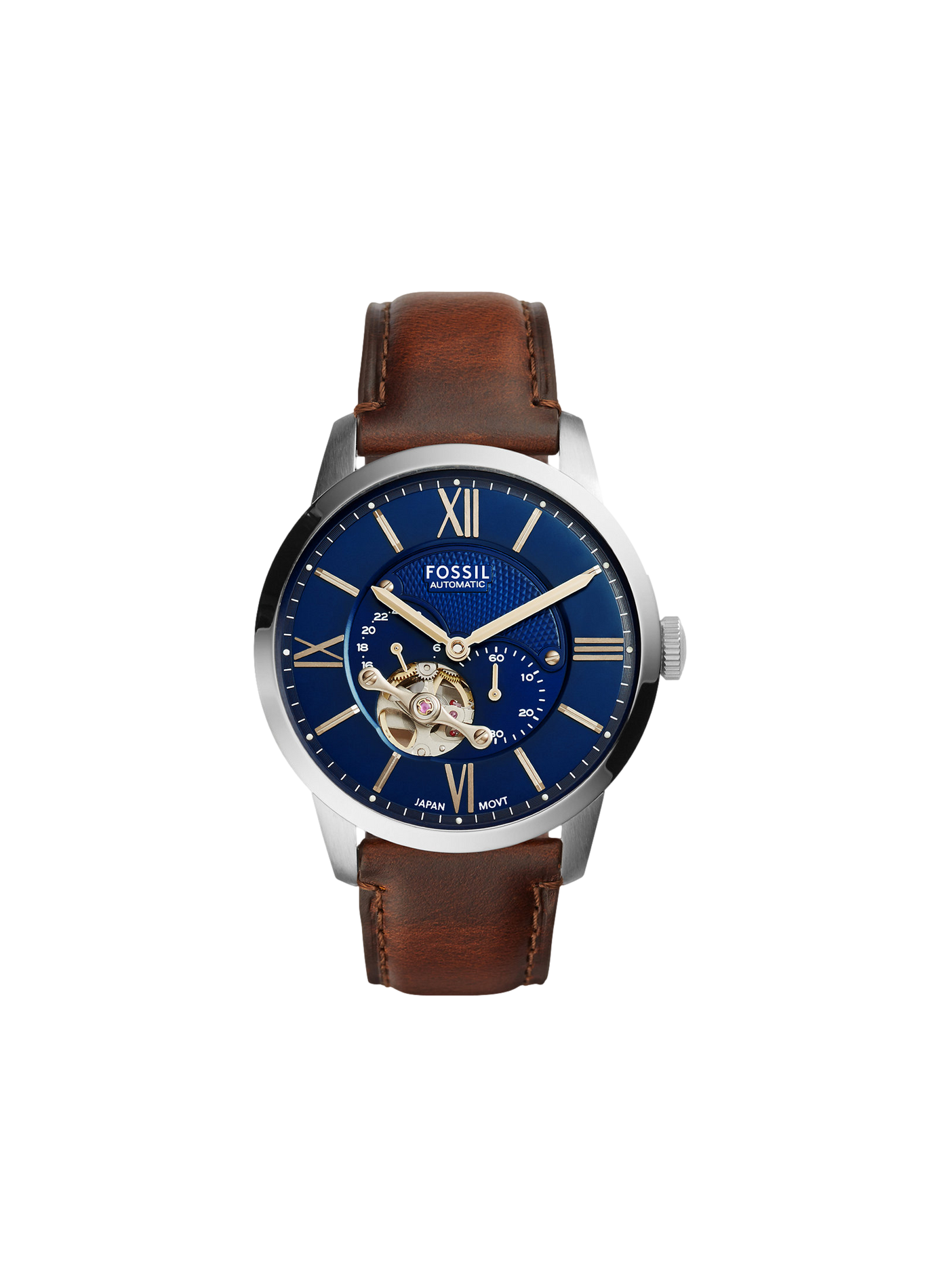 Montre Townsman bracelet en cuir FOSSIL Bleu