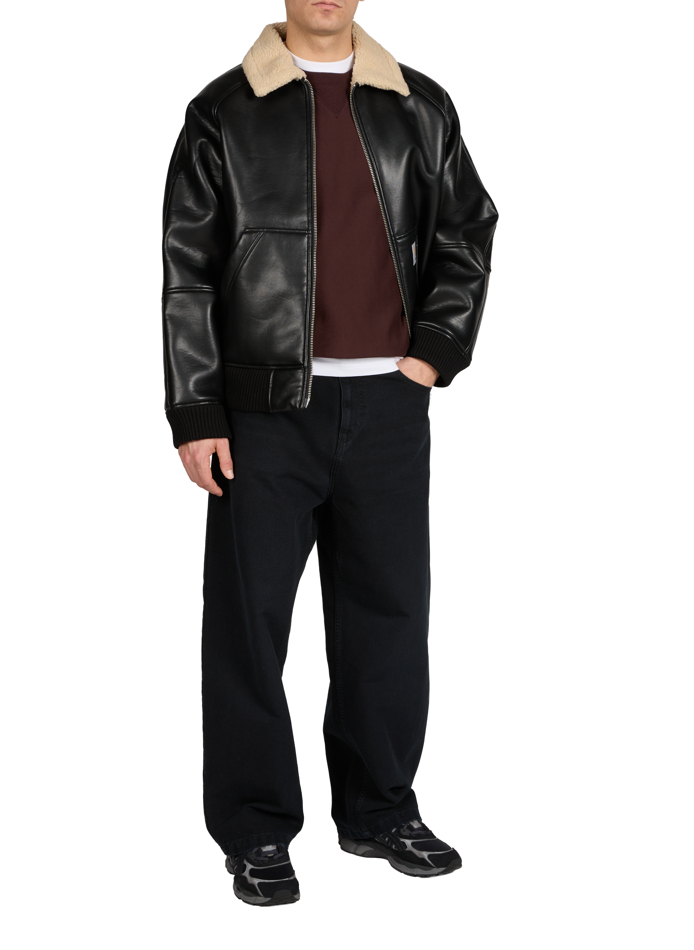 Oversized leather jacket Shepton CARHARTT WIP Black