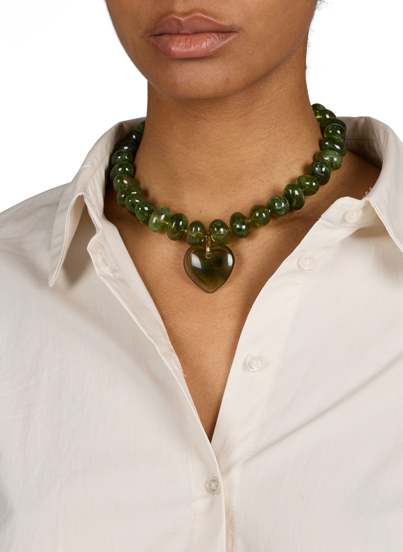 Collier pendentif cœur AU PRINTEMPS PARIS Vert