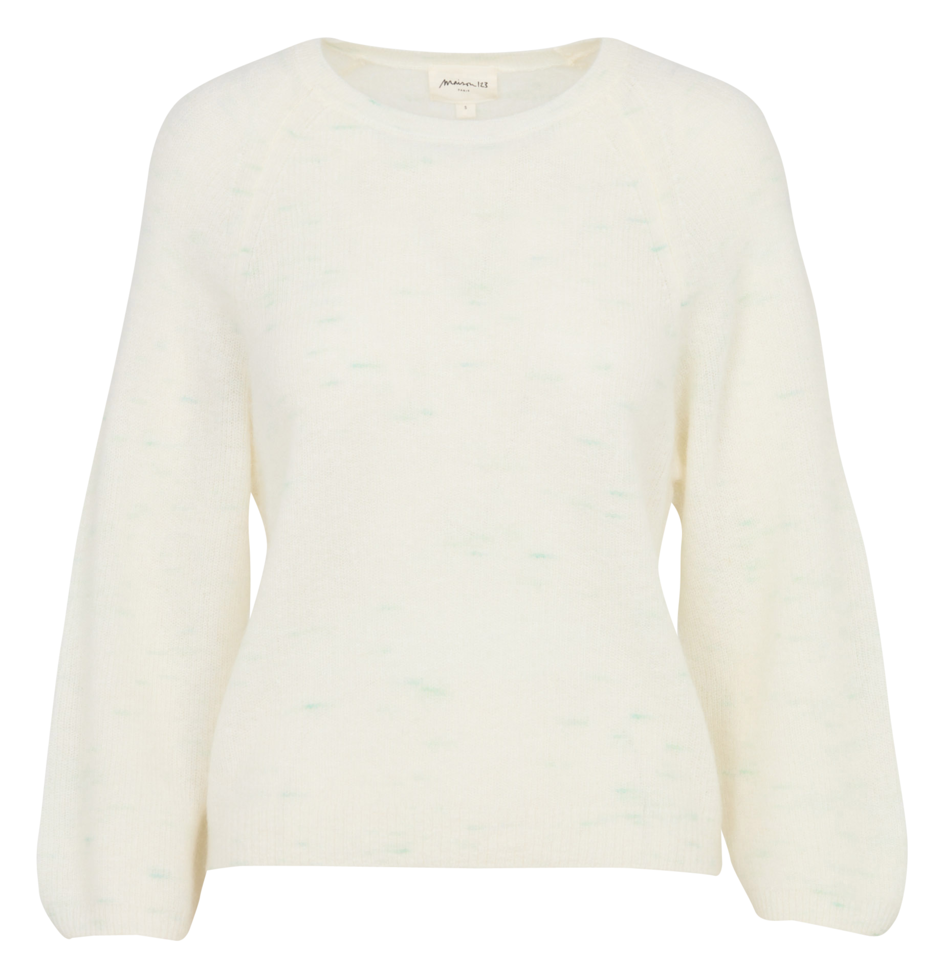Pull droit col rond jacquard en alpaga mélangé phoenix MAISON 123 Blanc