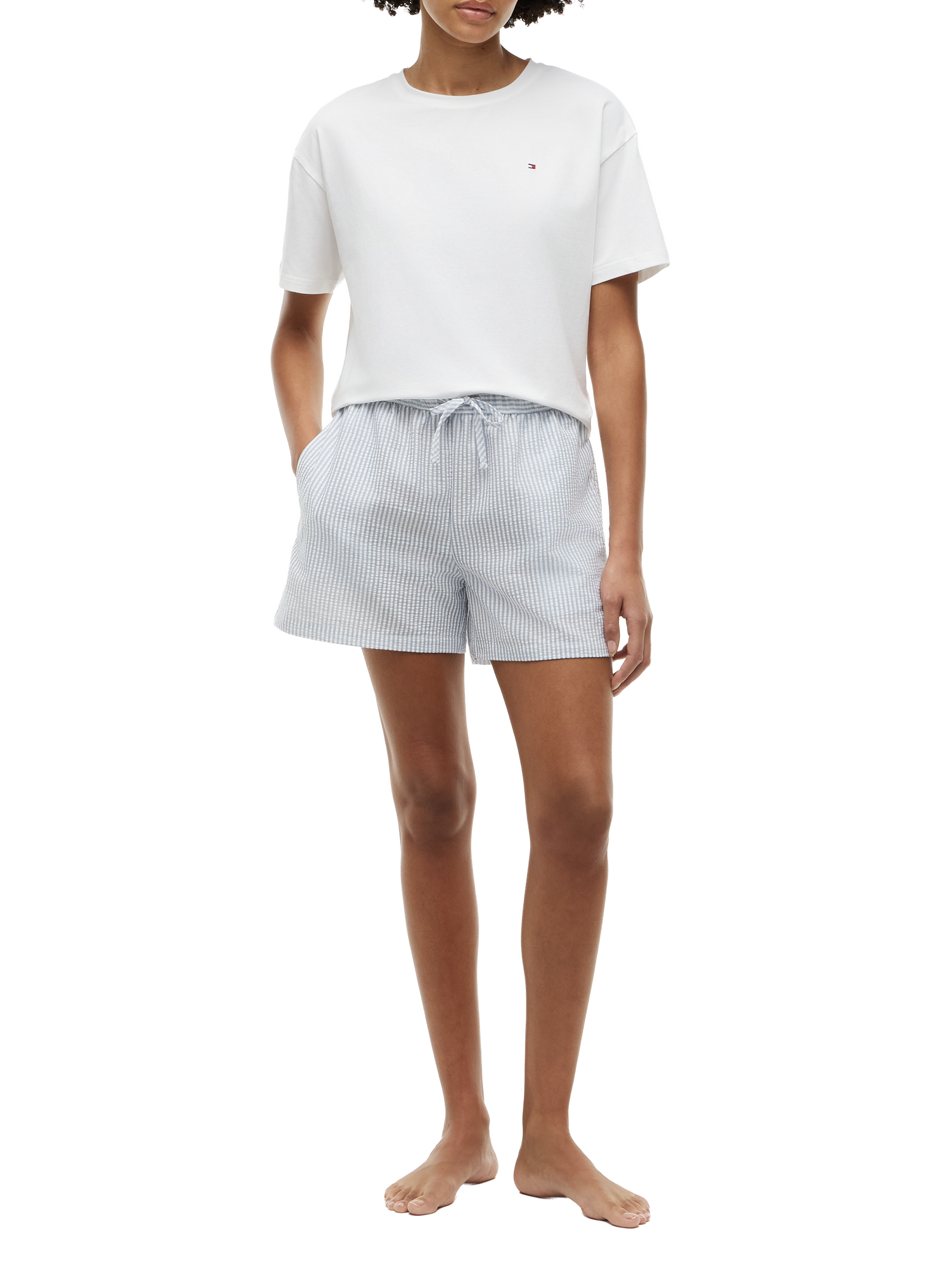 Straight fit blended cotton t-shirt TOMMY HILFIGER White