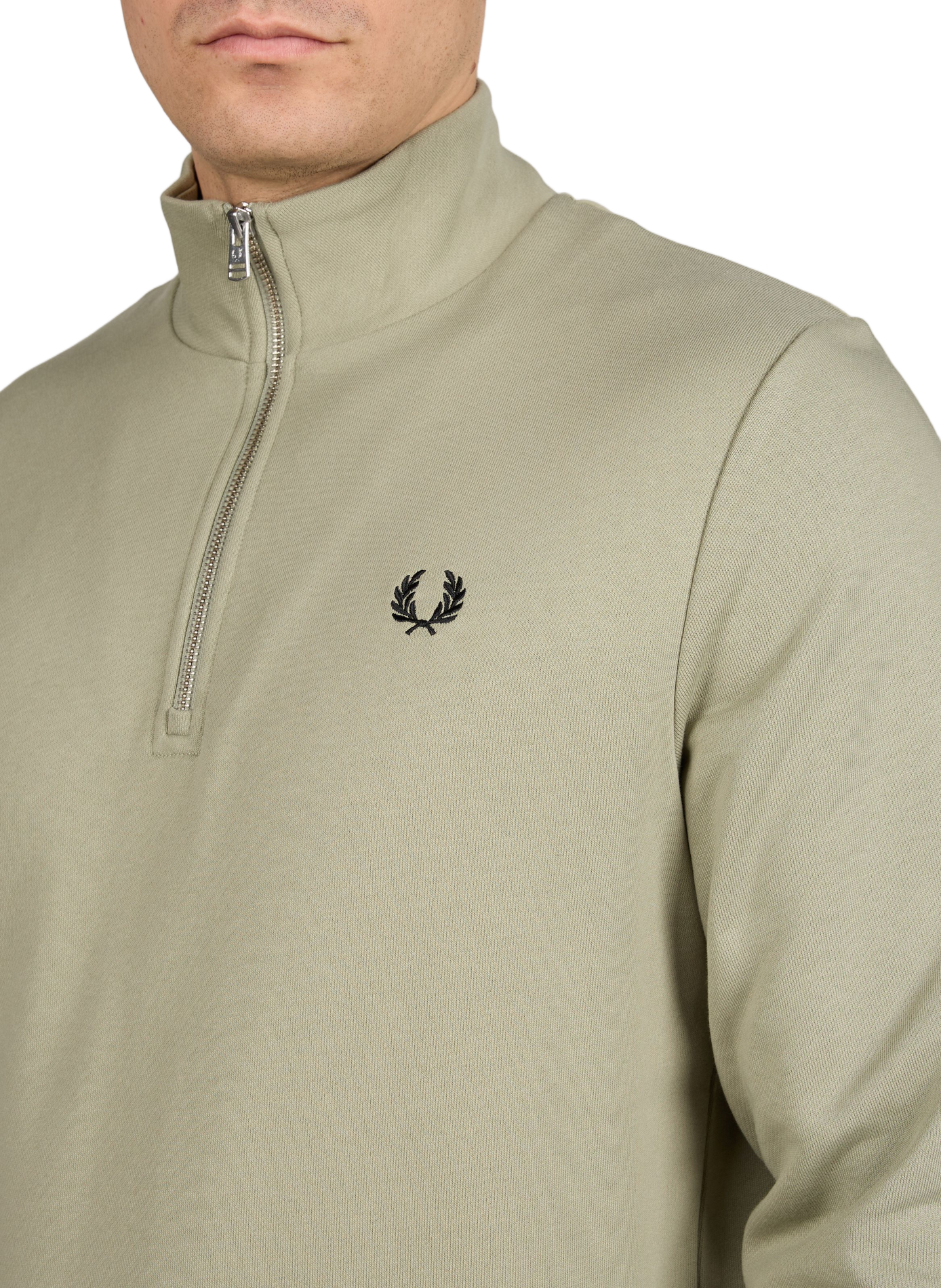 Sweatshirt col montant en coton FRED PERRY Vert