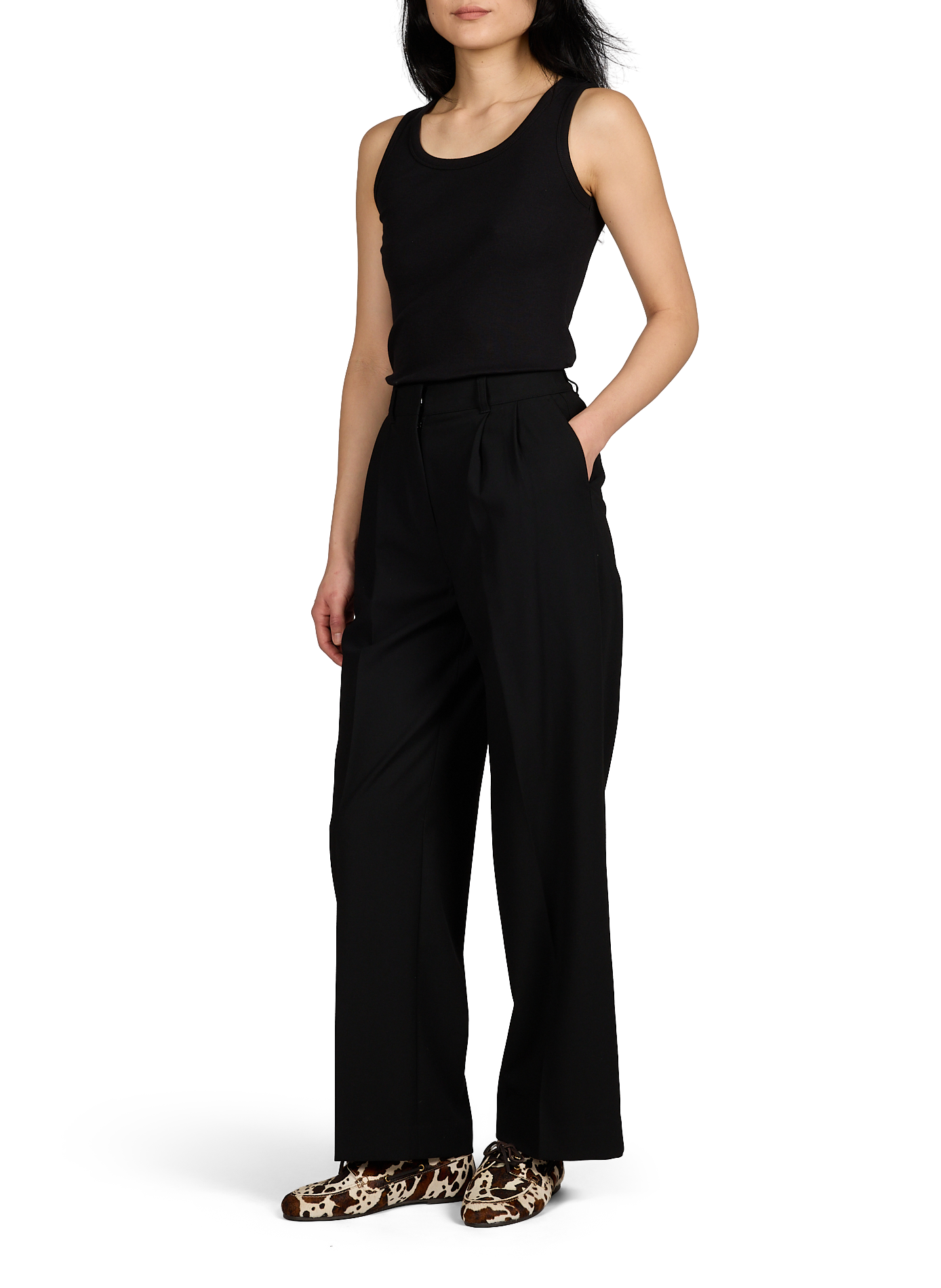 Ribbed cotton blend Tank top OBJECT Black