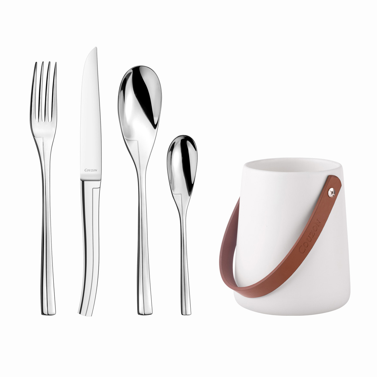 Persane - 24 couverts de table avec support de rangement nomade COUZON Argent